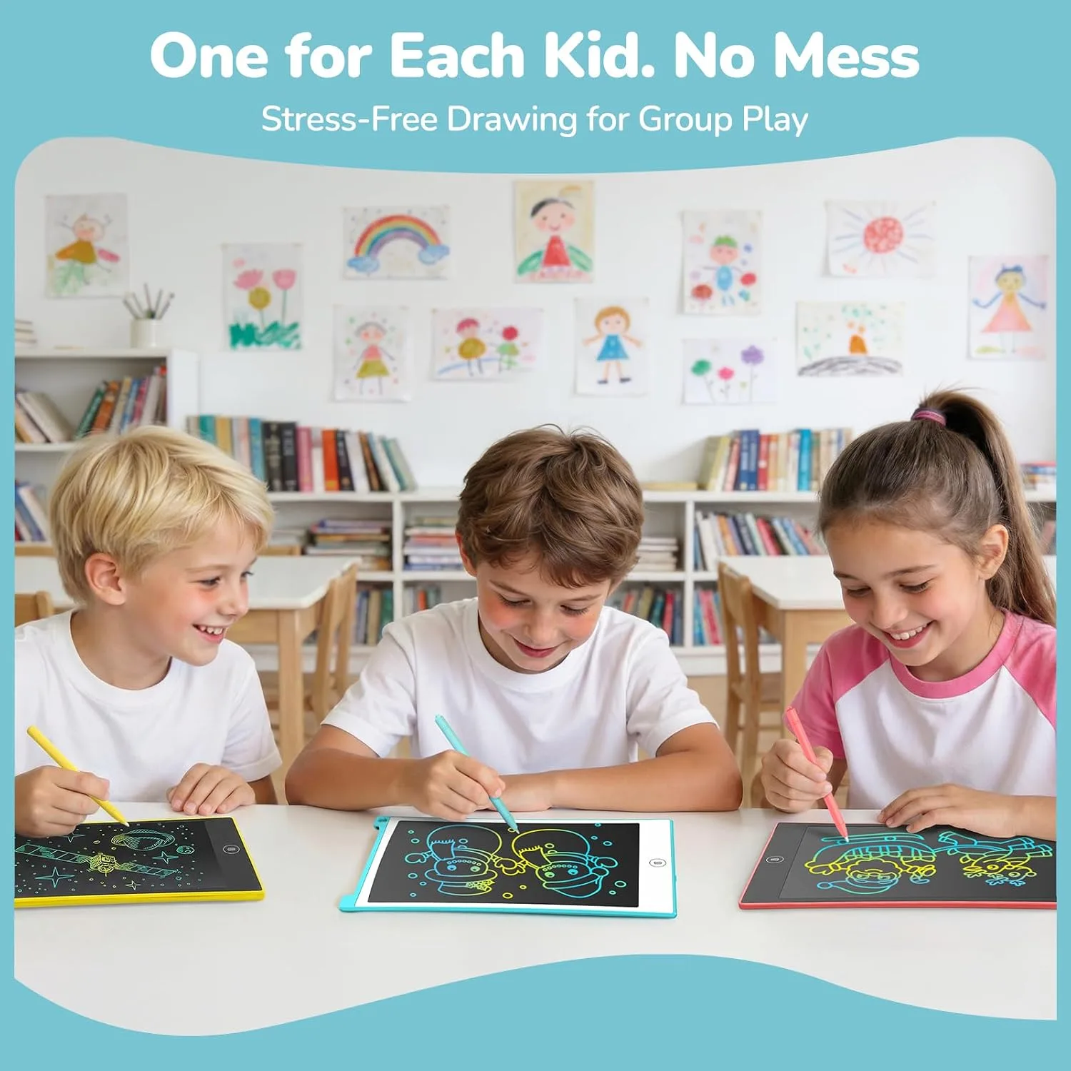 TECJOE 4 Pack LCD Writing Tablet for Kids, 8.5 Inch Toddlers Drawing Tablet