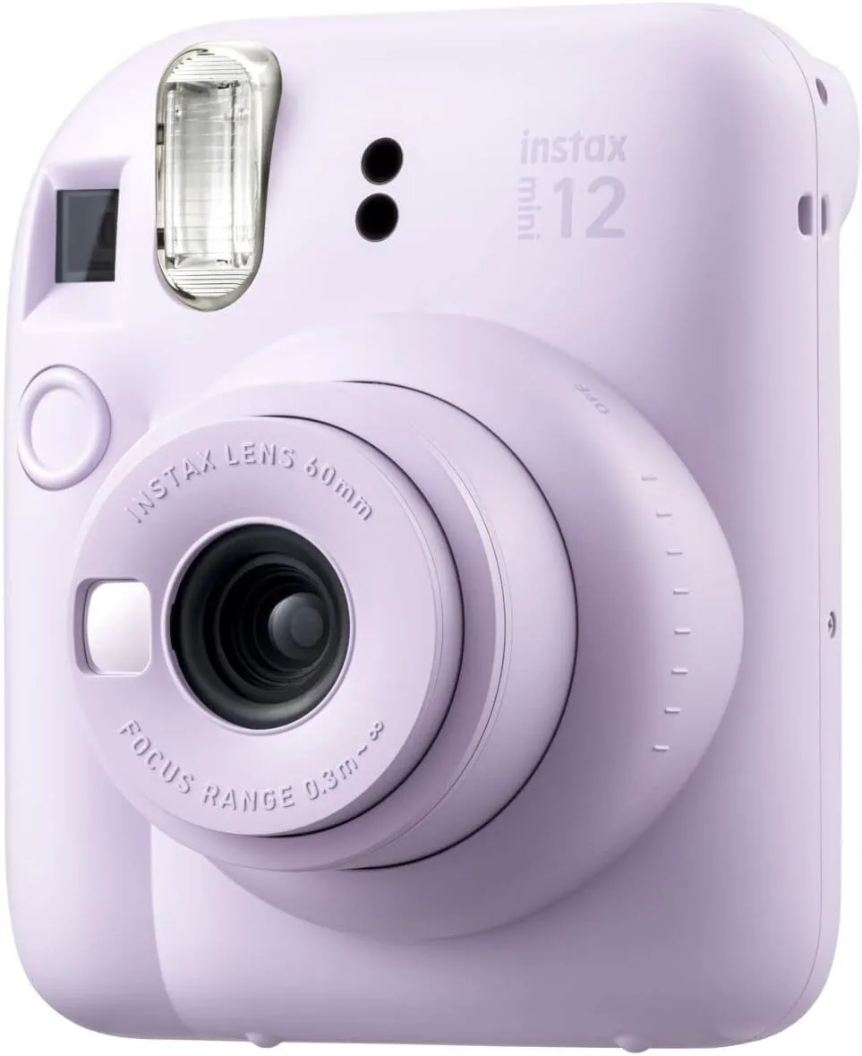 Fujifilm Instax Mini 12 Instant Film Camera Lilac Purple, Fujifilm Instax Mini Twin Pack Instant Film 20 Sheets, Case, Accessory Bundle