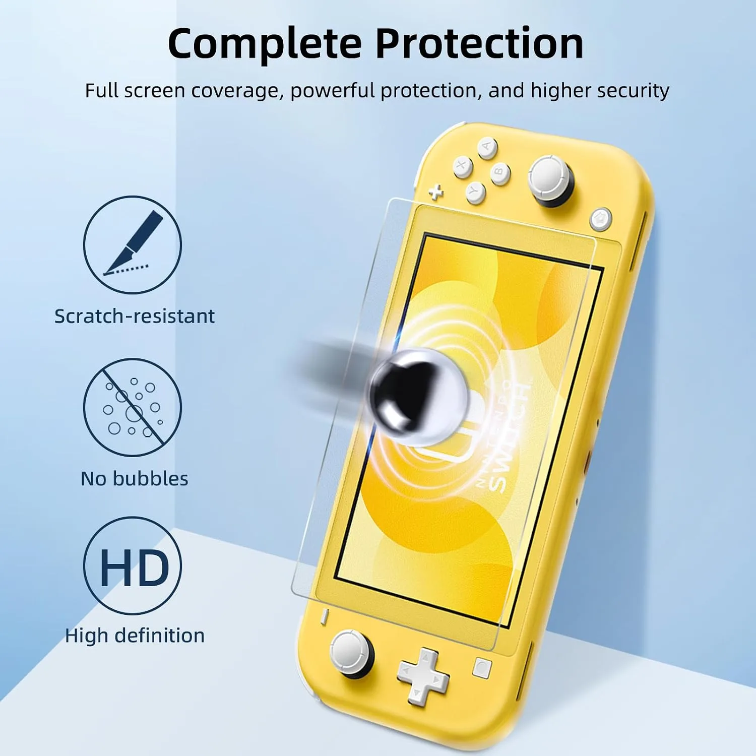 2-Pack Tempered Glass Screen Protector for Switch Lite Model 2019 [5.5 Inch]，HD Clear, Anti Scratch, Bubble Free, Easy Installation, 9H Hardness, Ultra Thin