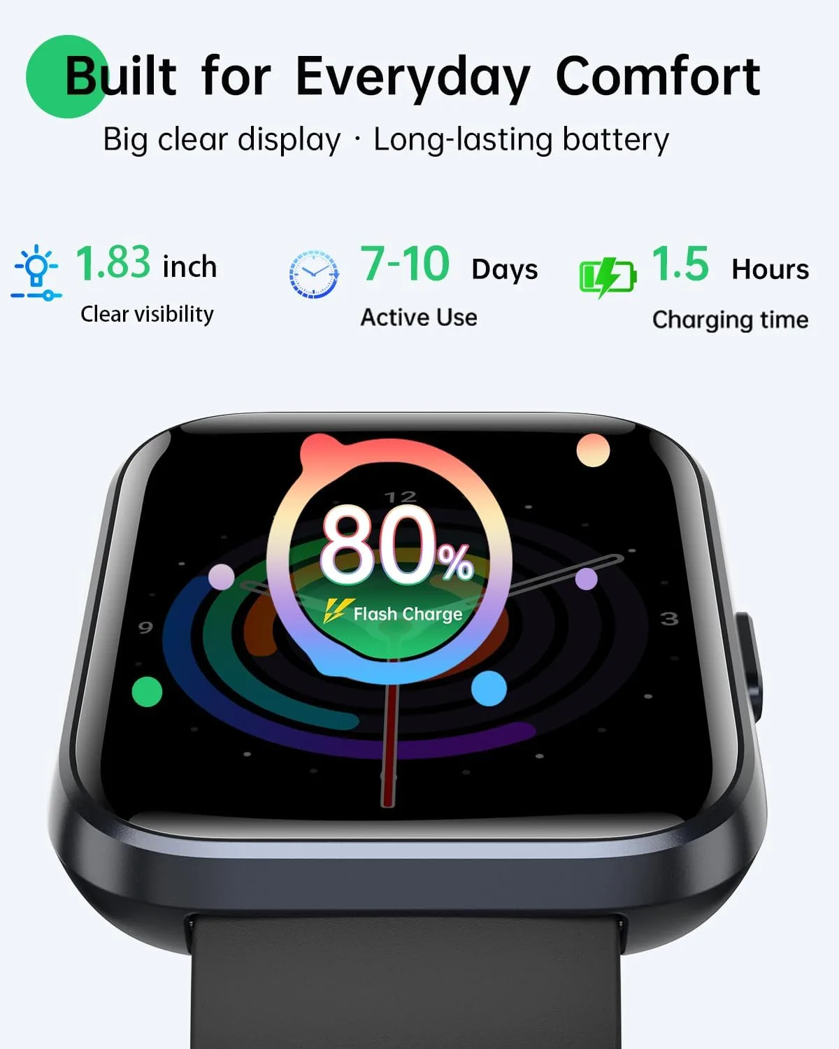 Smart Watches for Women Men, 1.83" HD Alexa Smart Watch for Android & iPhones (Calls/SMS/Reminders), Fitness Watch with Heart Rate Monitor, Sleep/Step Count Tracker, 120+ Sport Modes Pedometer Watch