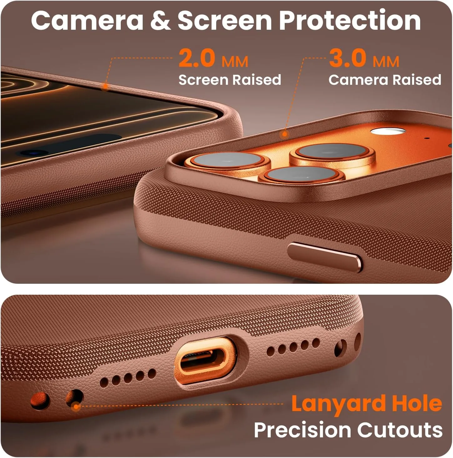 Mkeke for iPhone 17 Pro Max Case Techwoven Orange, [Compatible with MagSafe] [Camera Control Cover] [Premium Tech Woven Fabric] [Drop Protection] Shockproof Skin-Friendly