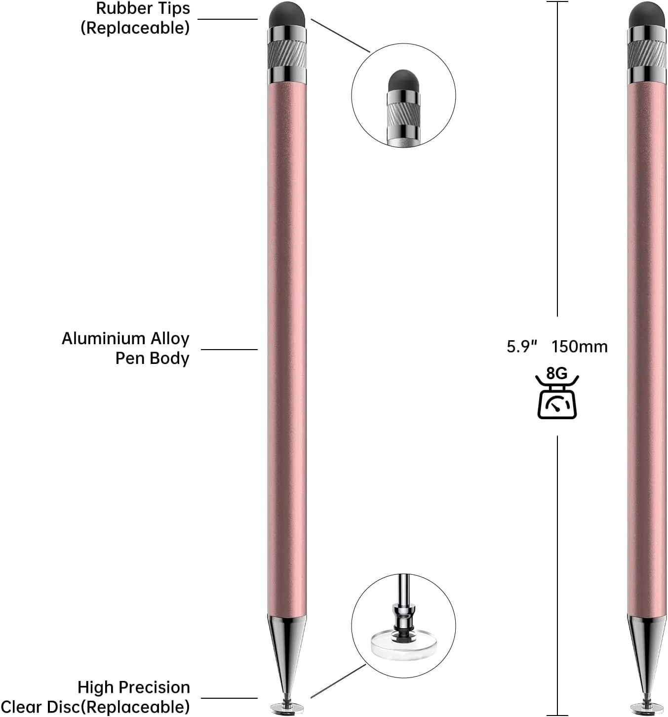 Bopomofo Stylus(5 Pcs),2-in-1 Stylus Pen for Touchscreen,Capacitive Stylus