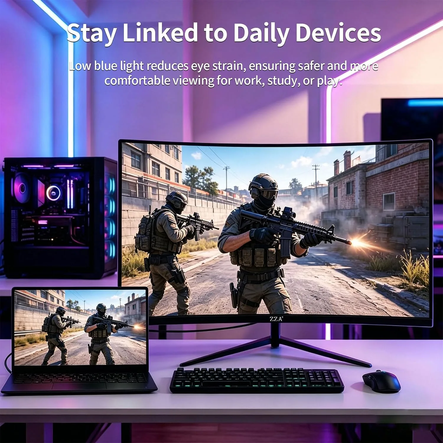 ZZA 27 Inch Curved Gaming Monitor 280Hz, FHD 1080P PC Monitor, 1ms Gamer Screen, AMD FreeSync Premium, 100% sRGB, VESA Mountable, Eye Care Computer Monitor for Gaming Home Office