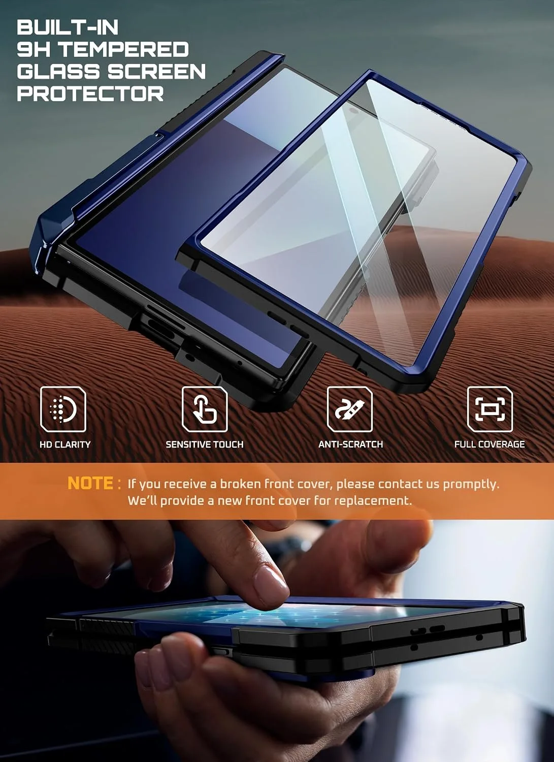 SUPCASE for Samsung Galaxy Z Fold 7 Case with Kickstand, Azure