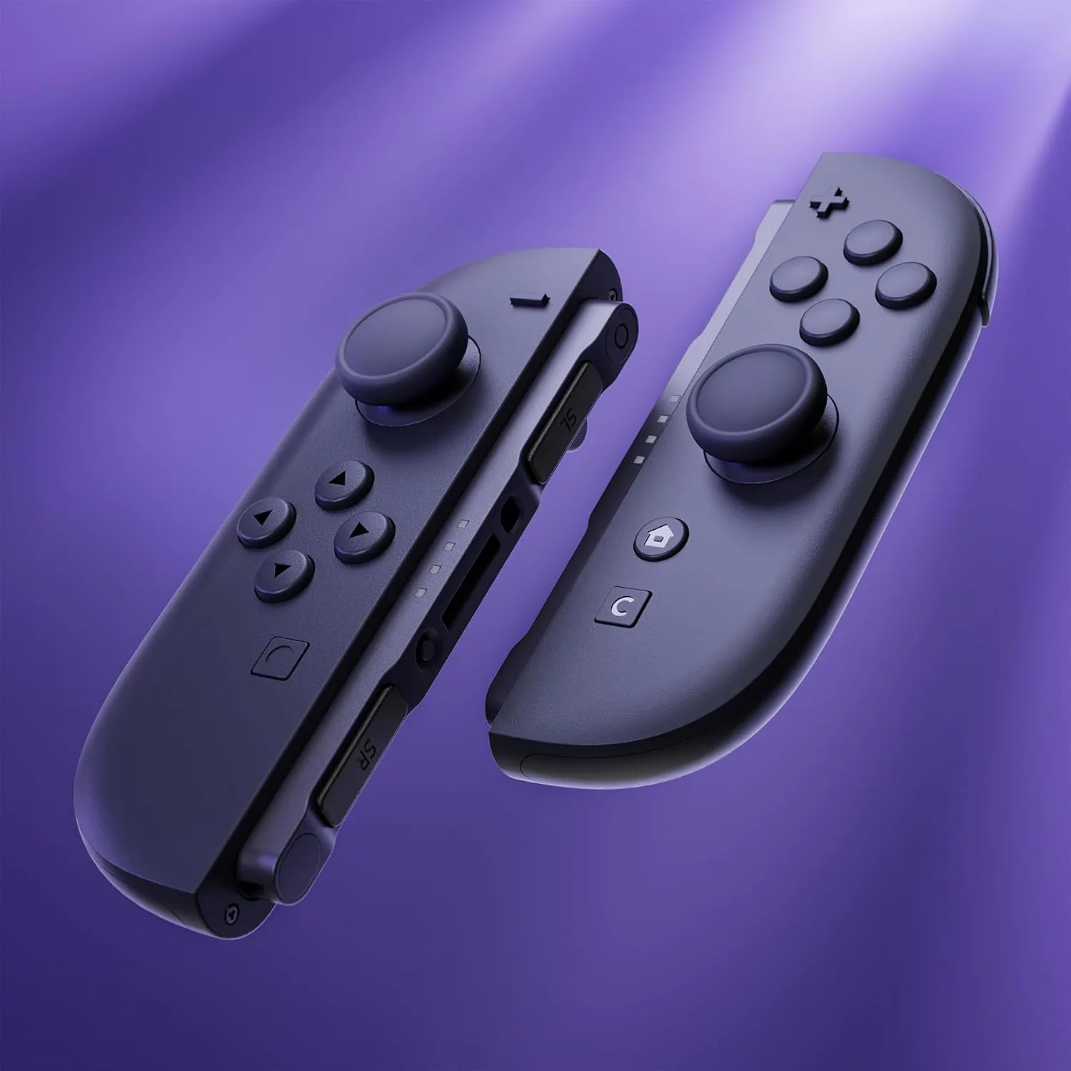 eXtremeRate Replacement 3D Joystick & Thumb Grips & Side Rail Shell Buttons for Nintendo Switch 2 JoyCon, Console Rail Stickers Controller Left Right Analog Stick Thumbsticks Caps for Switch 2 - Black
