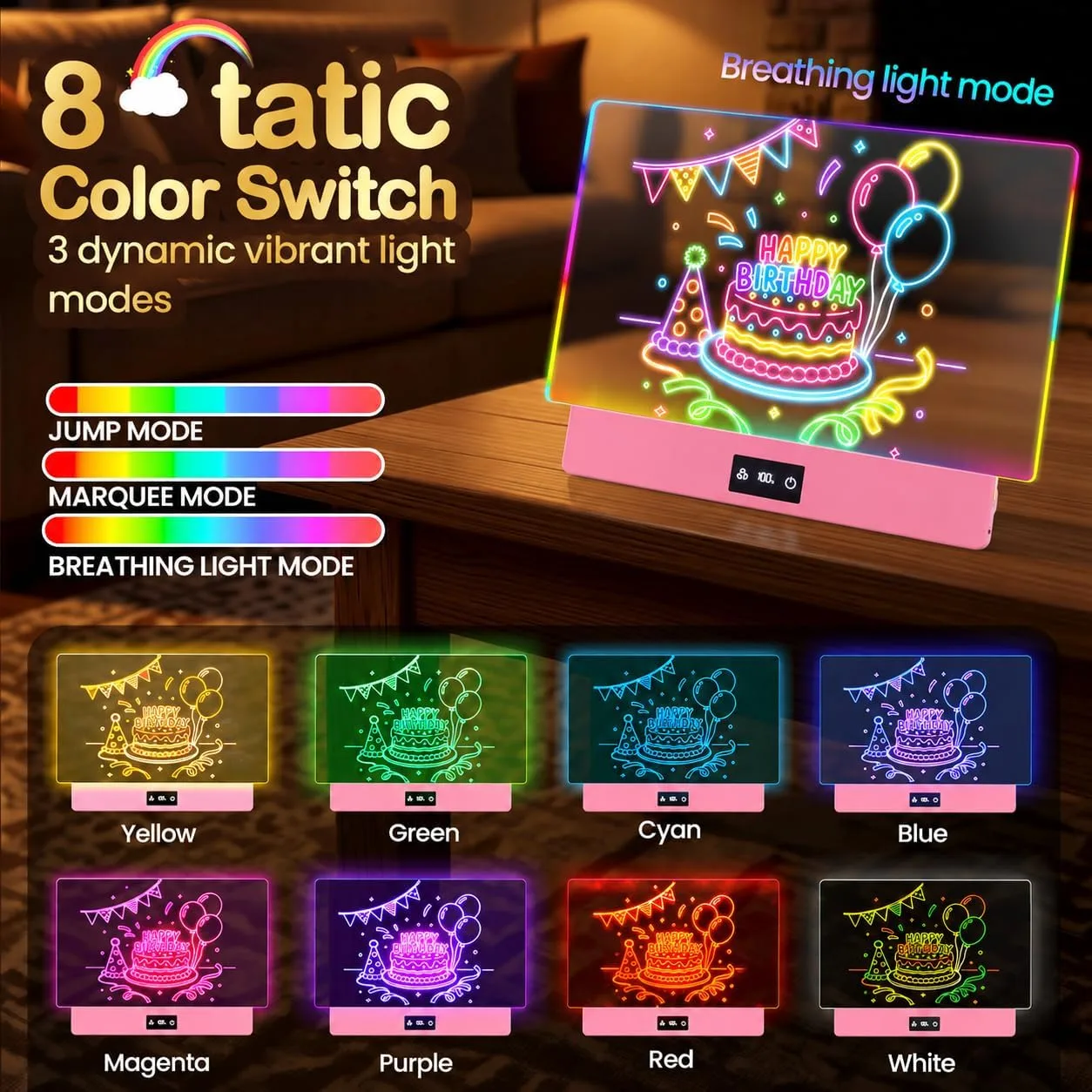 TAEMVV 16" LED Drawing Board for Kids Birthday Gift for Girls, Pink