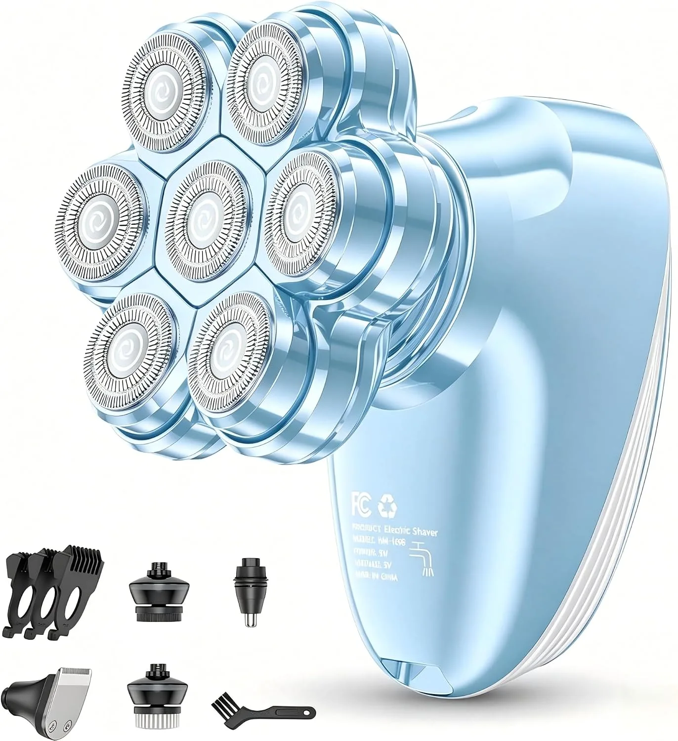 5-in-1 Electric Razors for Women, 7D Electric Shavers for Womens Full Body Legs, IPX7 Waterproof Wet Dry Travel Bikini Trimmers for Lady Face Bikini Arms Underarms (Blue)