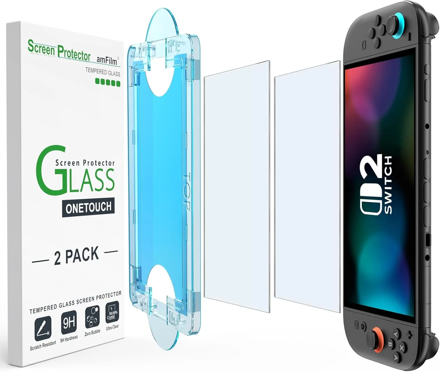 amFilm Auto-Alignment OneTouch for Nintendo Switch 2 Screen Protector Matte