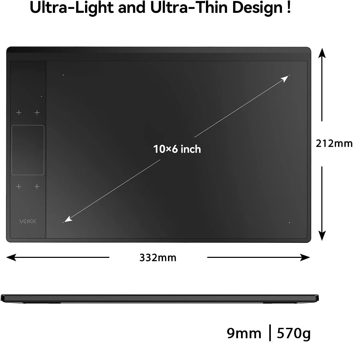 VEIKK A30 Drawing Tablet 10x6 Graphic Tablet, 4 Touch Keys and Touch Pad