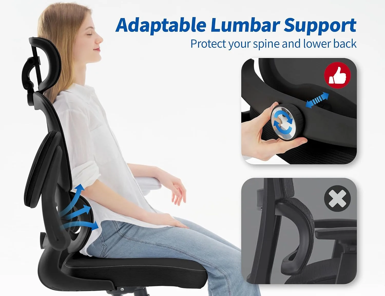 TRALT Office Chair Ergonomic Desk Chair with Lumbar Support Black Pu, 1