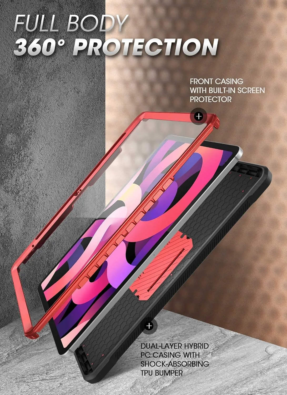 SUPCASE for iPad 11th Gen A16 11" 2025 Case with Screen Protector, Red