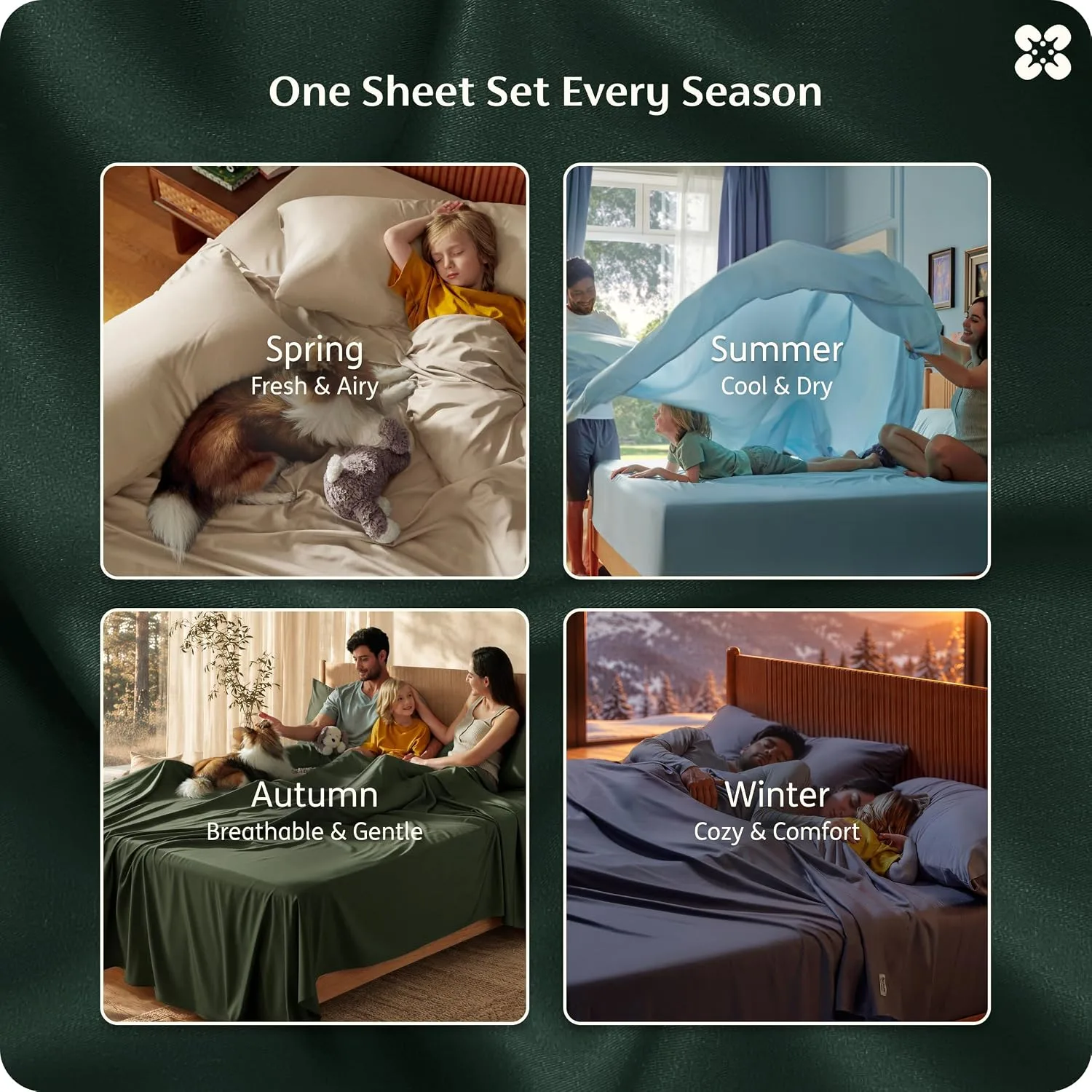 Bedsure PureWoven 100% Rayon Derived from Bamboo, Full Size Sheets, 4 PCS