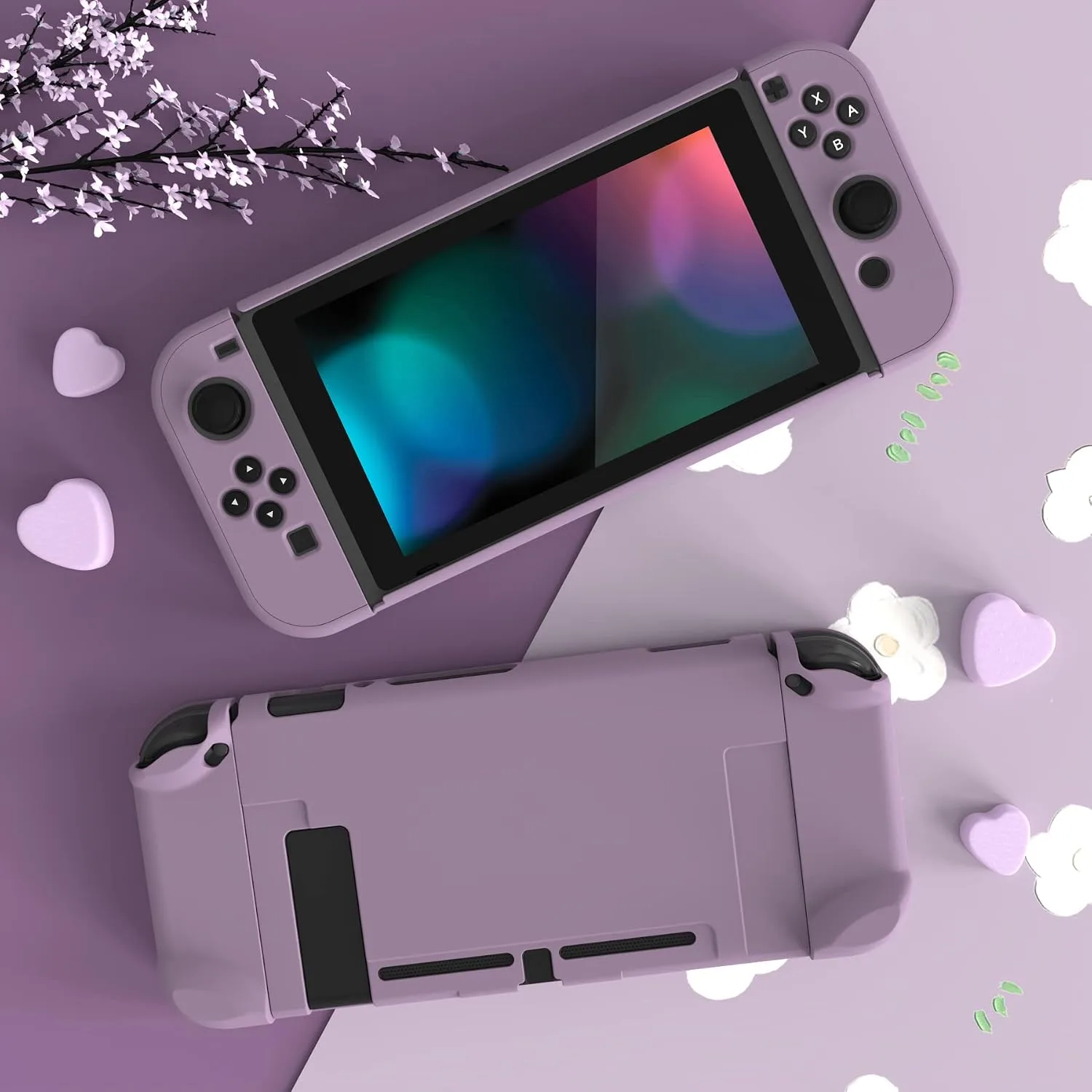 eXtremeRate PlayVital Cover for Nintendo Switch, Protective Case Protector for Switch - Shock-absorbent Anti-Scratch Dockable Easy to install Durable Hard Shell, Dark Grayish Violet (NOT for Switch 2)