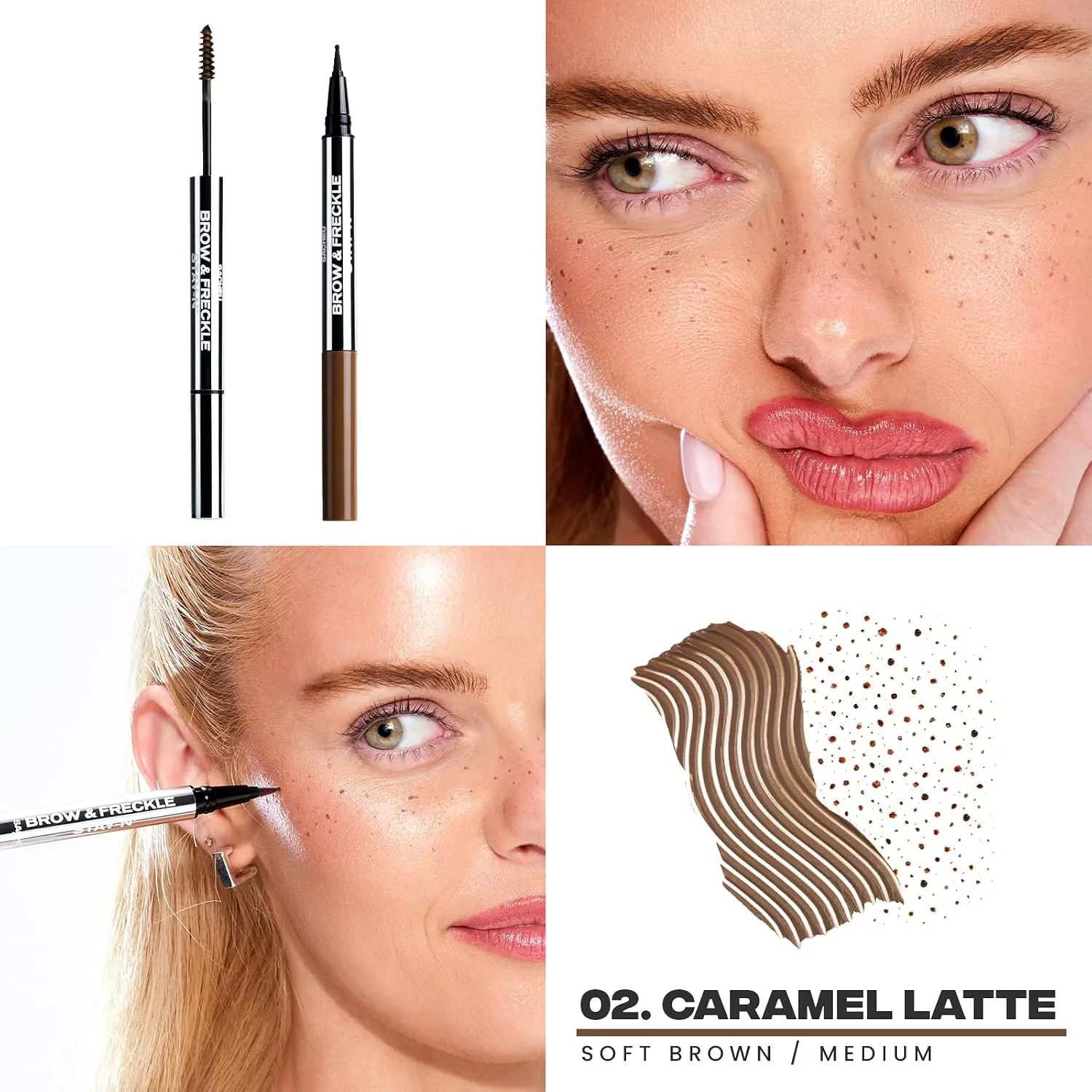 Sacheu Brow & Freckle STAY-N, 2-in-1 Brow Gel & Freckle Pen, Caramel Latte