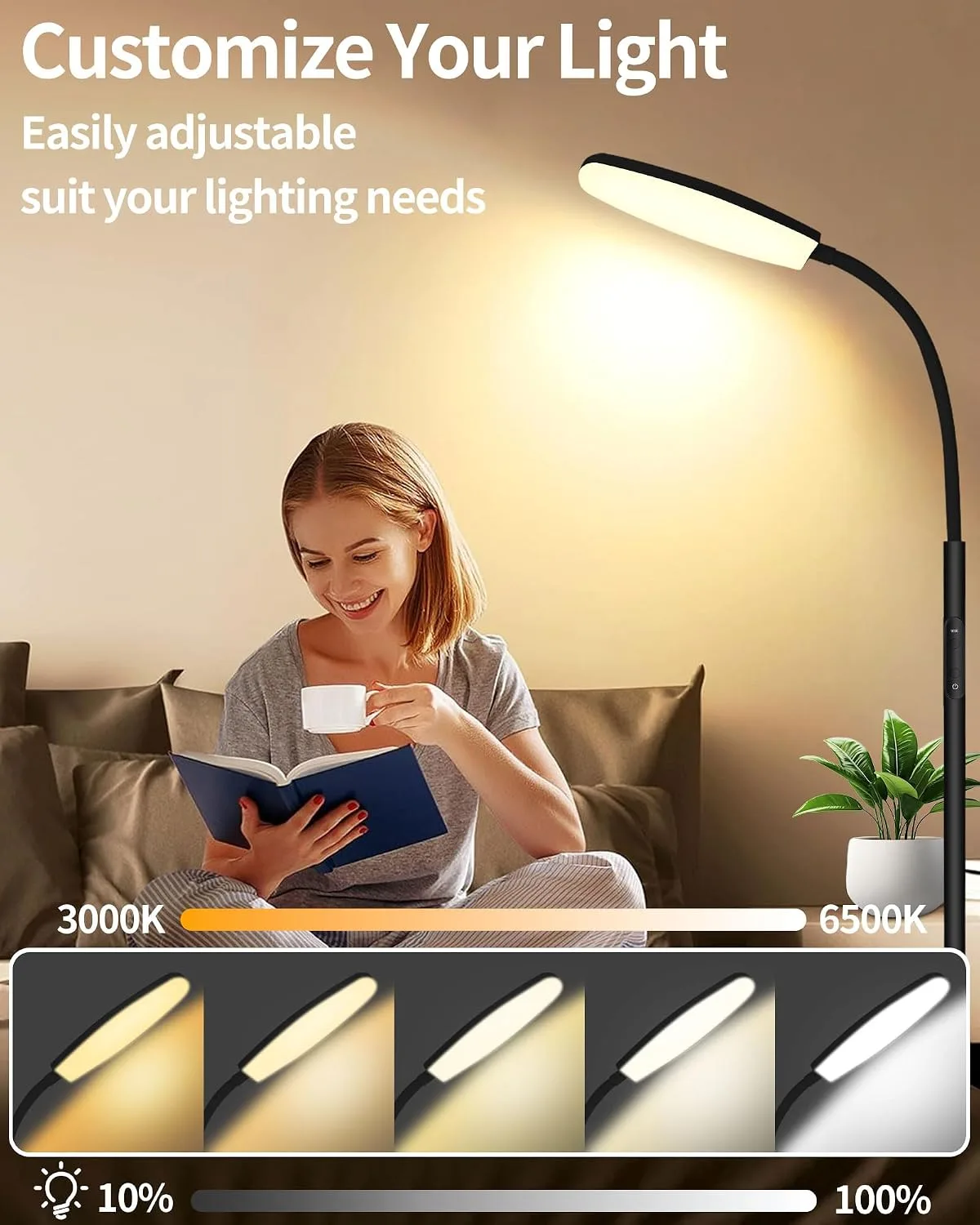 LanSuper 10000 Lux Light Therapy Happy Lamp, UV-Free Sunlight Floor Lamp