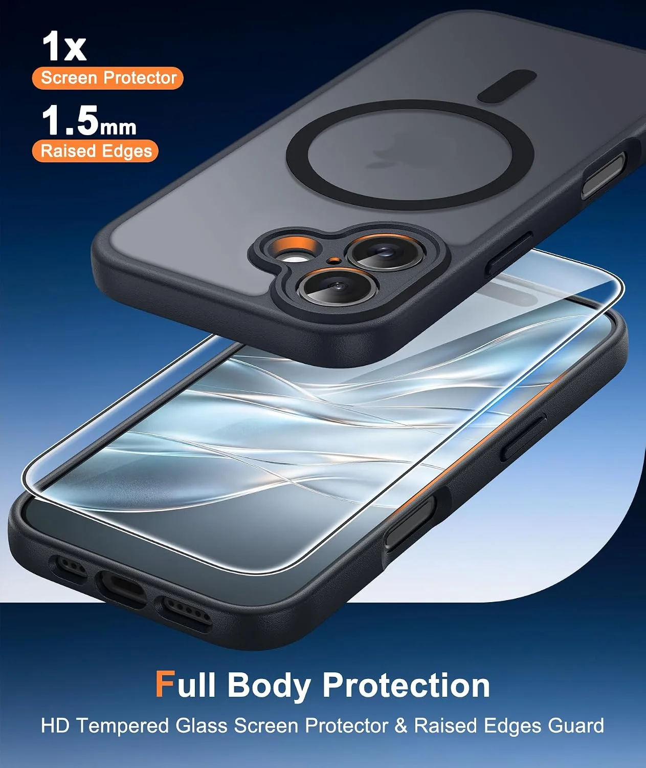 FNTCASE for iPhone 16 Plus Case Fit for MagSafe Black