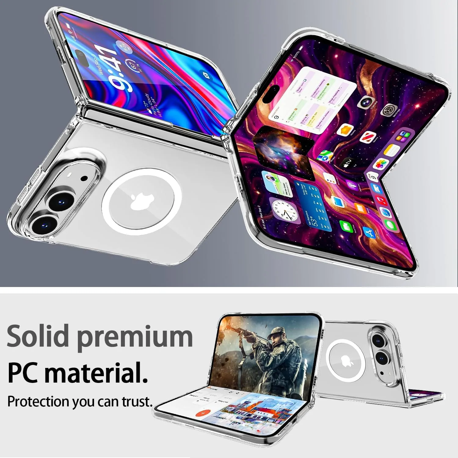 AICase for iPhone Duo Case Clear,Compatible MagSafe Fold Phone Cover