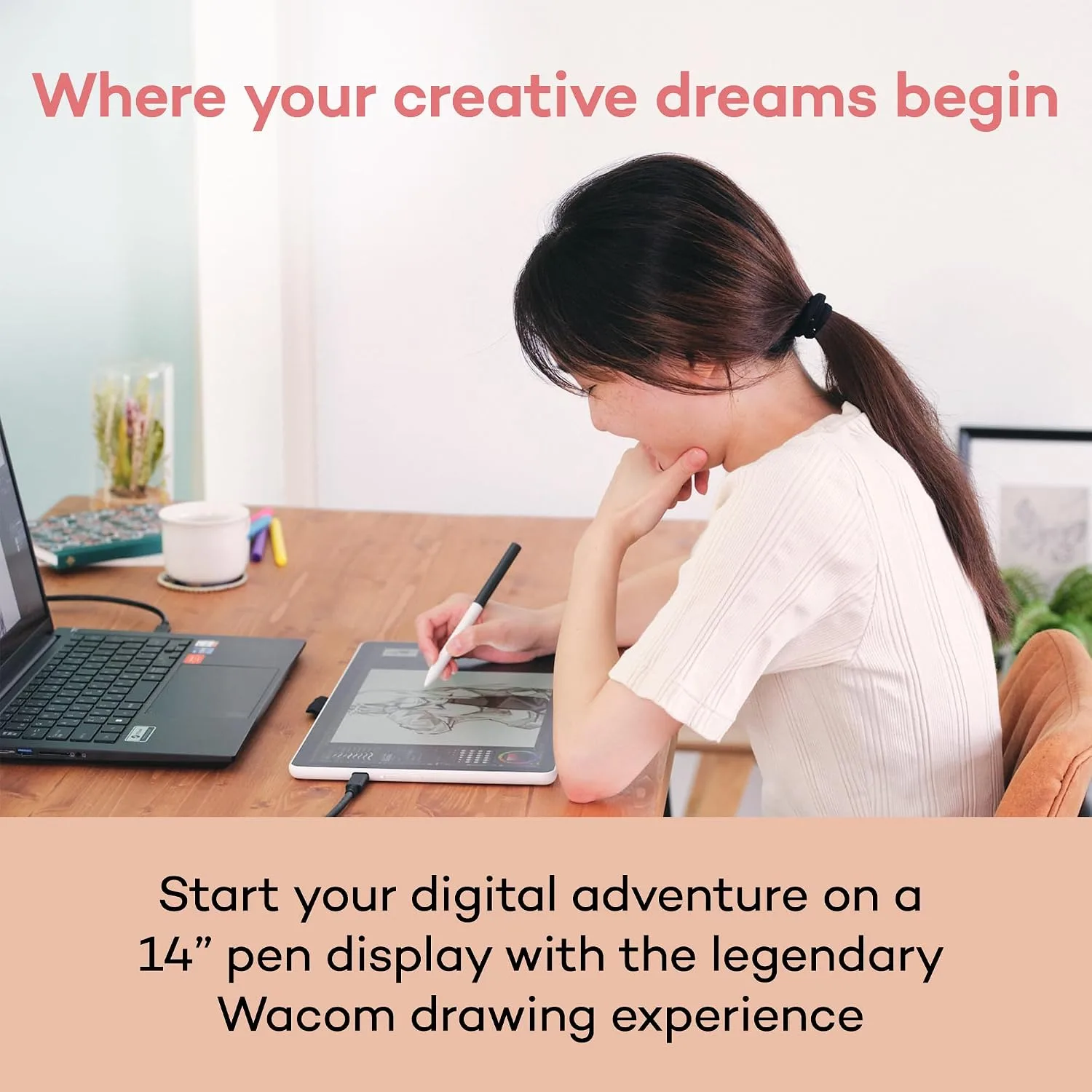 Wacom One 14, Drawing Tablet with IPS Full HD Laminated Screen & Pen