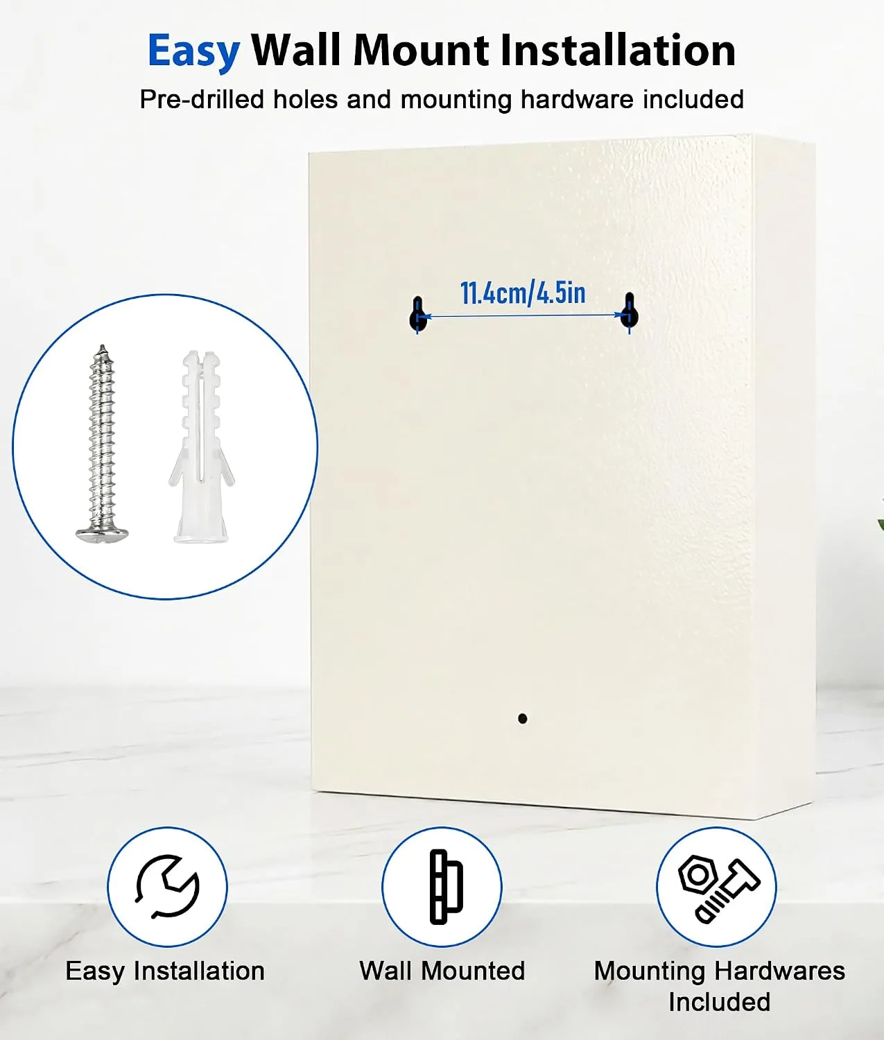 KYODOLED Key Box, 40-Key Lock Box with Combination Lock, Wall Mount, White