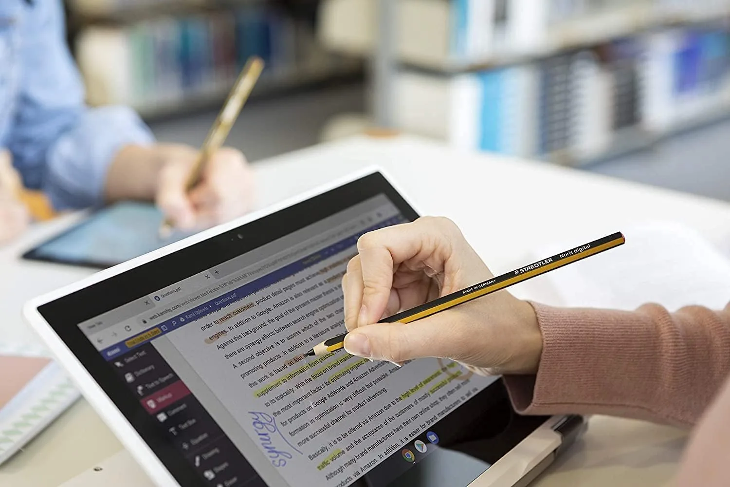 STAEDTLER Noris Digital Stylus Pen for Touchscreens: No Charging or Batteries, Real Pencil Feel & Grip, Works with Samsung Galaxy Tab, Kindle Scribe, Remarkable & More, with Replacement Nibs & Tool