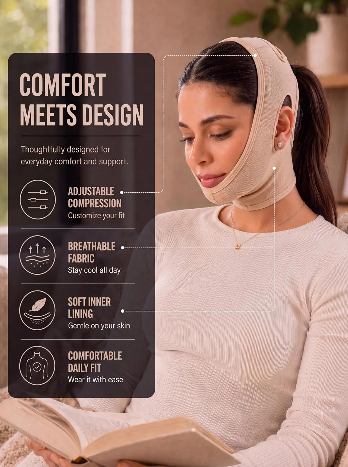 Shape Concept 301 Chin Strap Support Band Neck Face High Compression