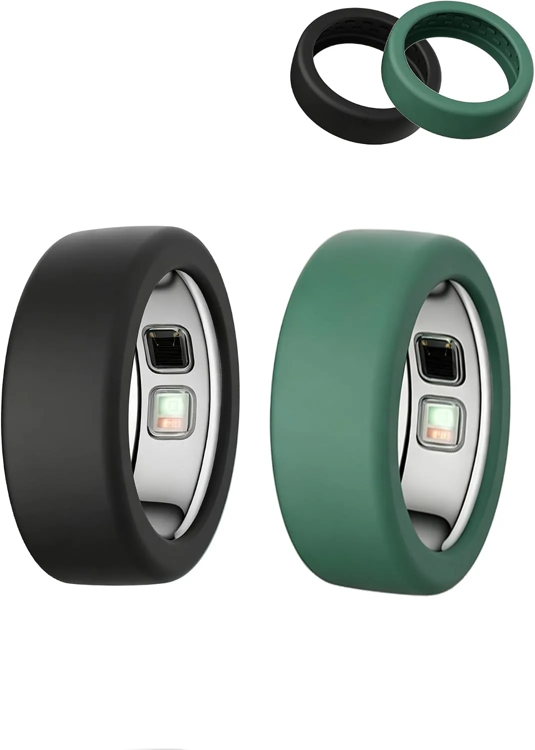 for OURA Ring5 Silicone Ring Protector Case.(Size:6~9)-Black+Green