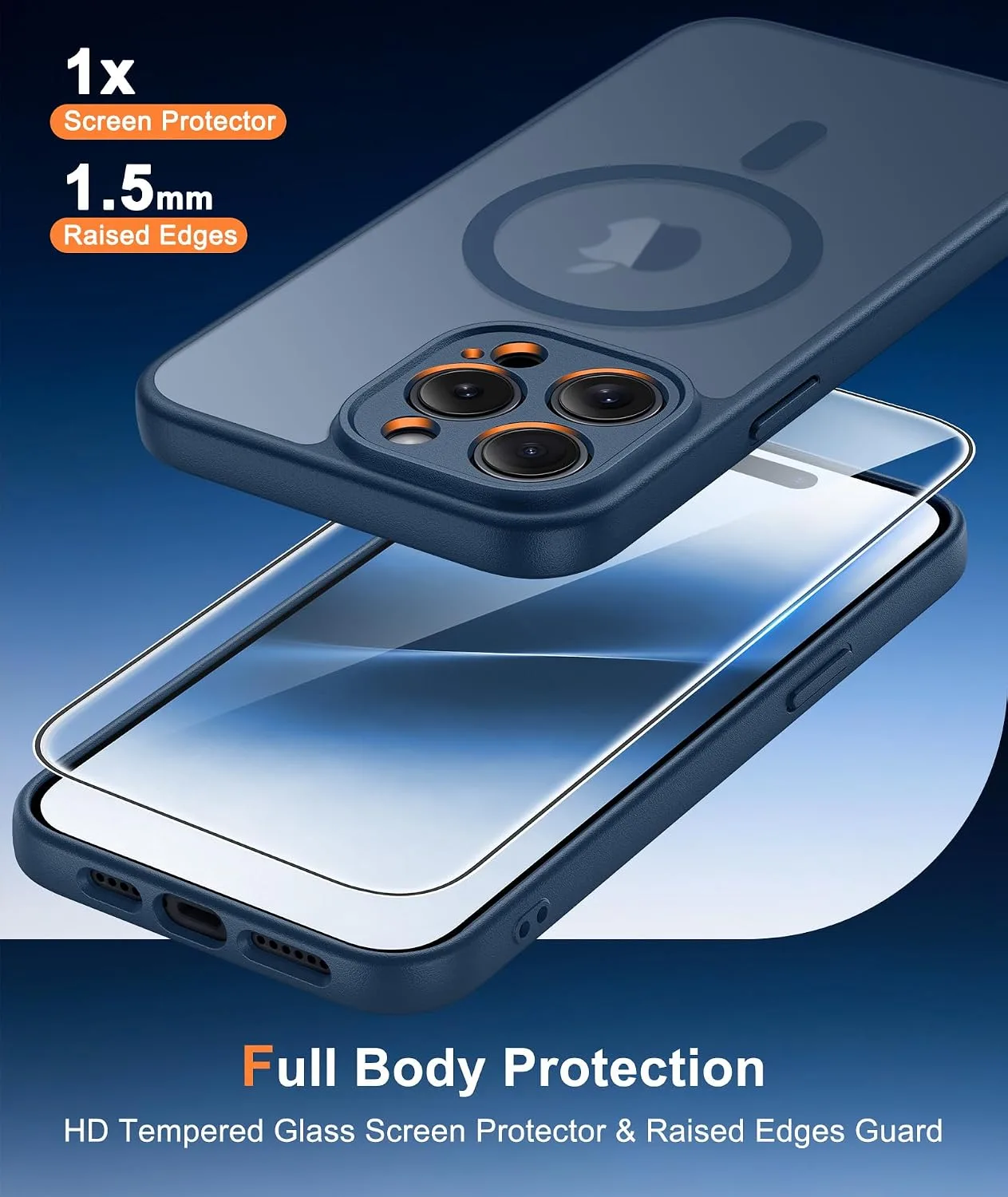 FNTCASE for iPhone 14-Pro Case Fit for MagSafe Blue