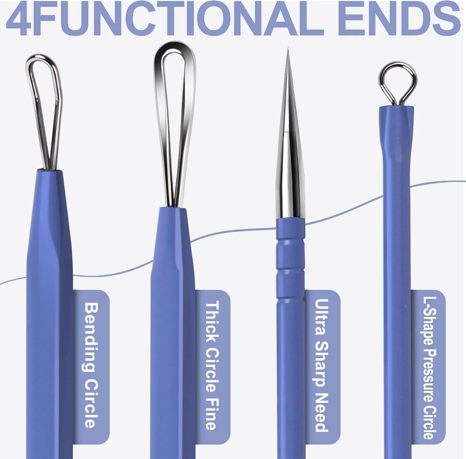 Teenitor Pimple Extractor Acne Treatment Surgical Grade Blackhead Comedone Removal 2-in-1 Popper Tool (Blue)