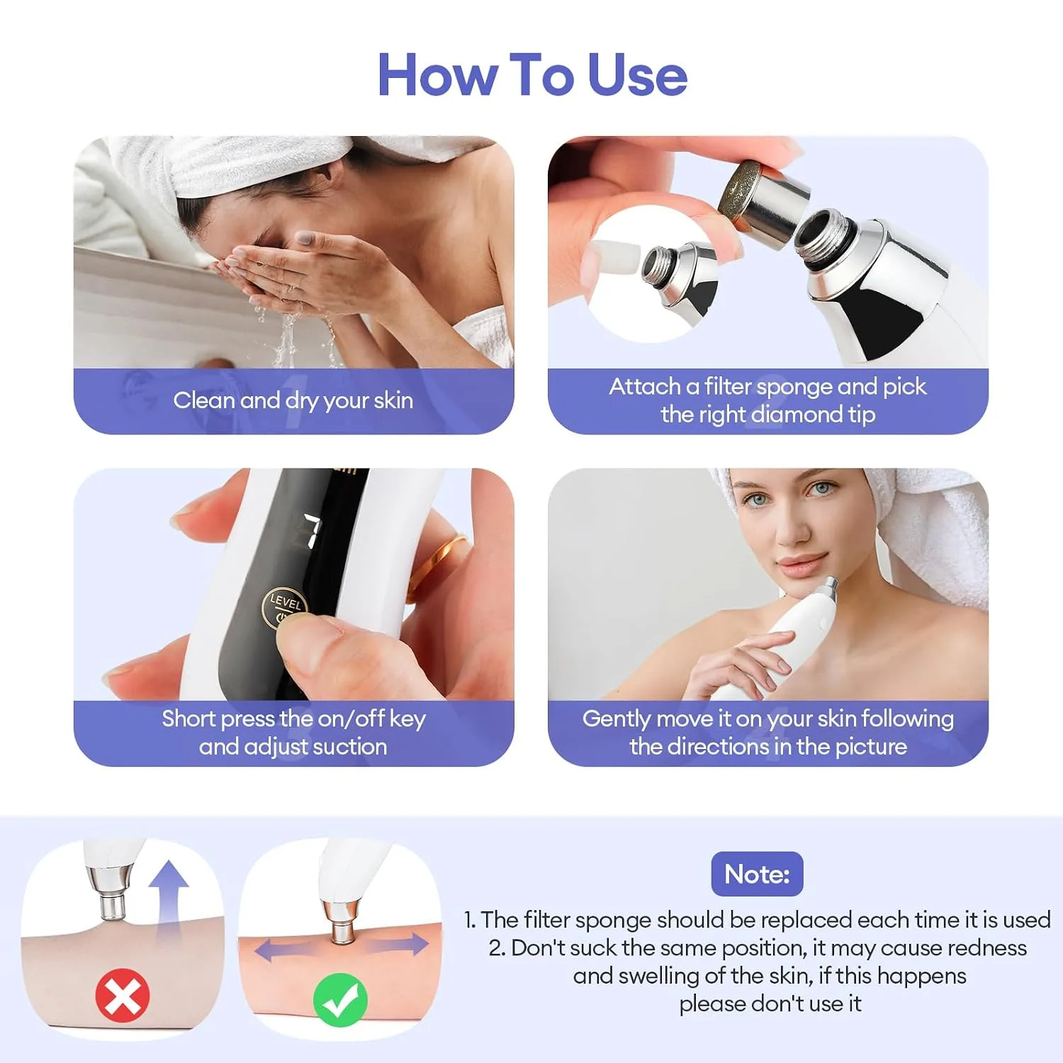 Microdermabrasion Machine, 7 Suction Modes with 9 Diamond Tips