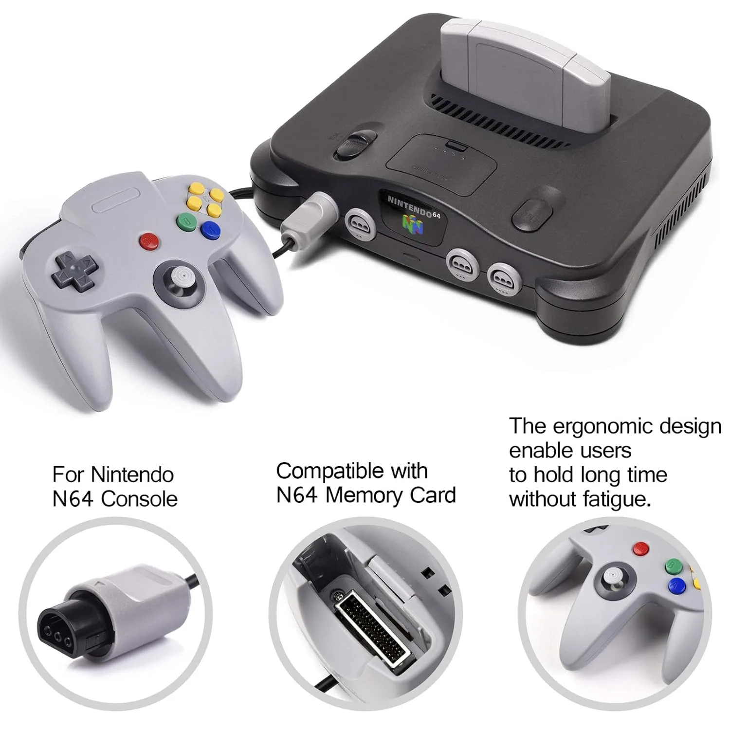 miadore 2 Pack Classic N64 Controllers (Yellow/Gray) Bundle with 2 Pack 6FT N64 Controller Extension Cable