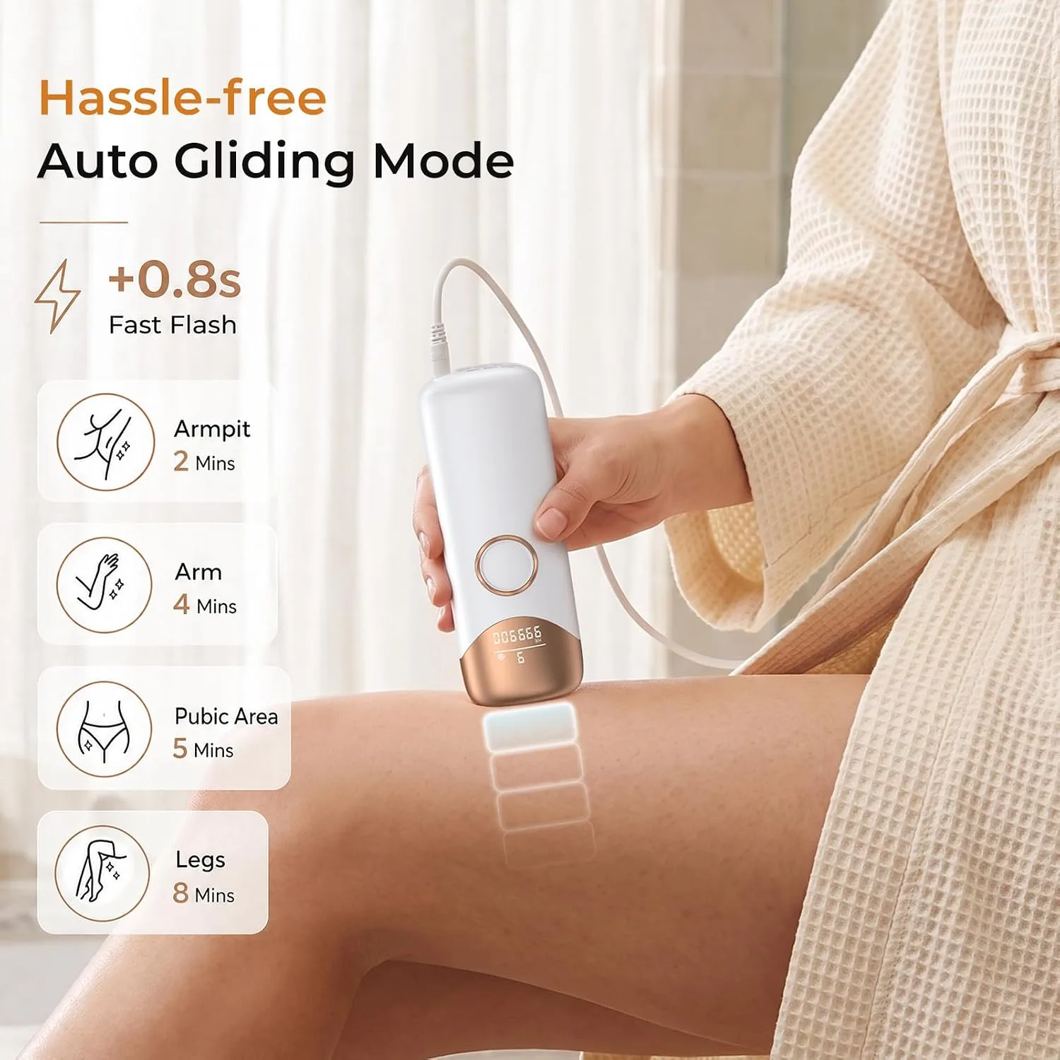 Ubroo Laser Hair Removal for Women, Visible Results in 2 Sessions (Gold)