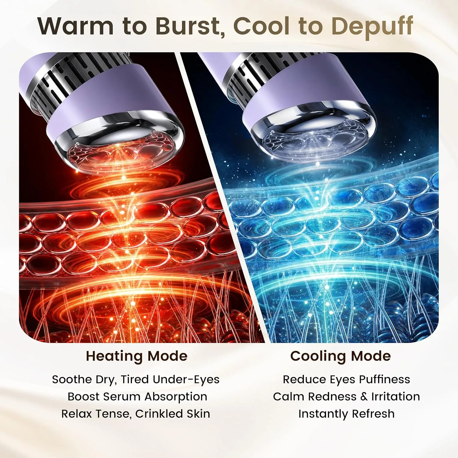 Depuffing Wand for Eyes & Face,2-In-1 Heat & Cold Face Massager
