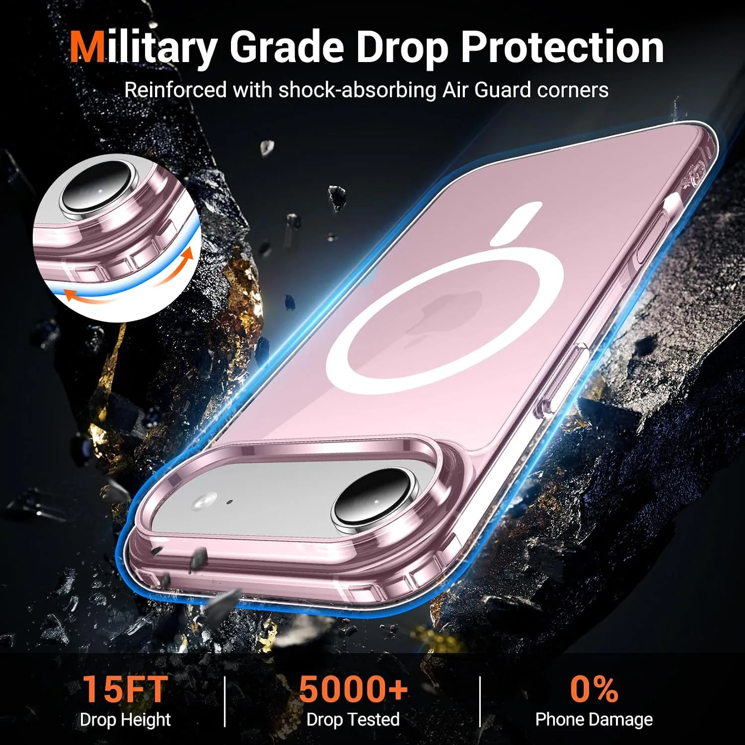 Temdan for iPhone AIR Case with Screen Protector Pink