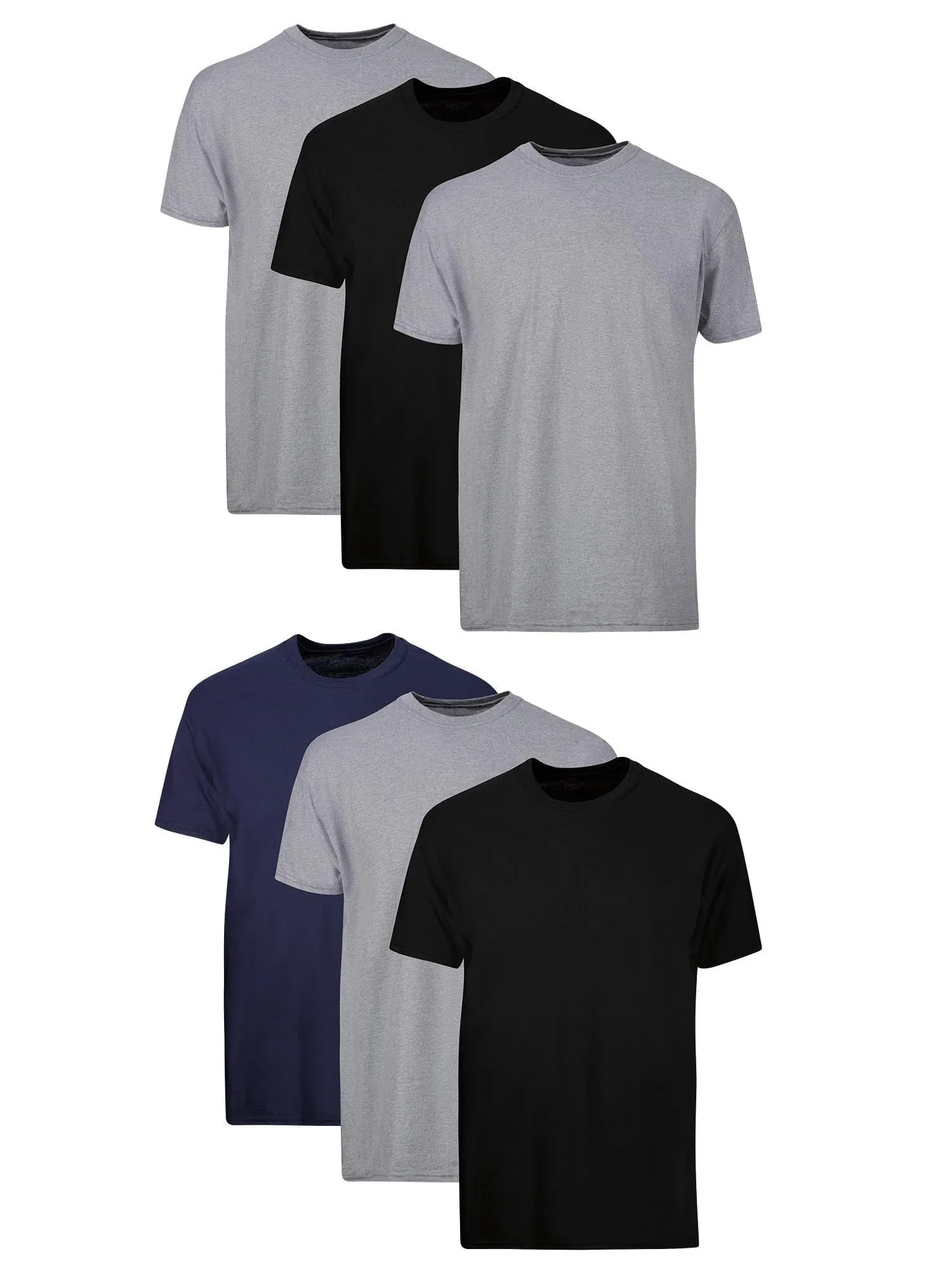 Camisetas interiores para hombre Hanes 6 unidades negro gris azul surtido