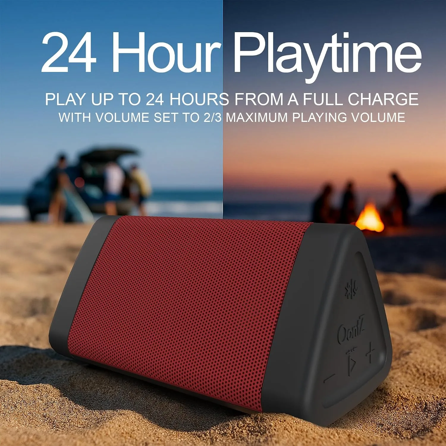 OontZ Angle 3 Gen 4 Portable Bluetooth Speaker, 12W, 24-Hour Playtime, Red