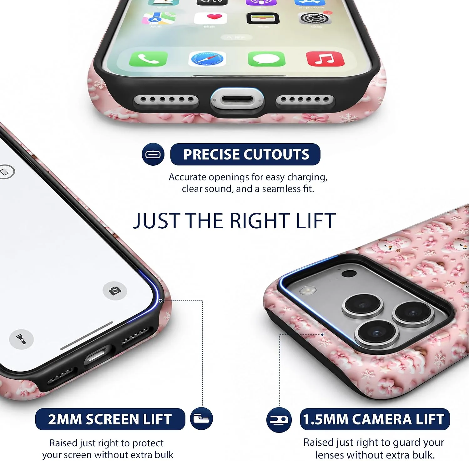 Magnetic for iPhone 17 Pro Max/18 Pro Max Cute Pink Christmas Phone Case