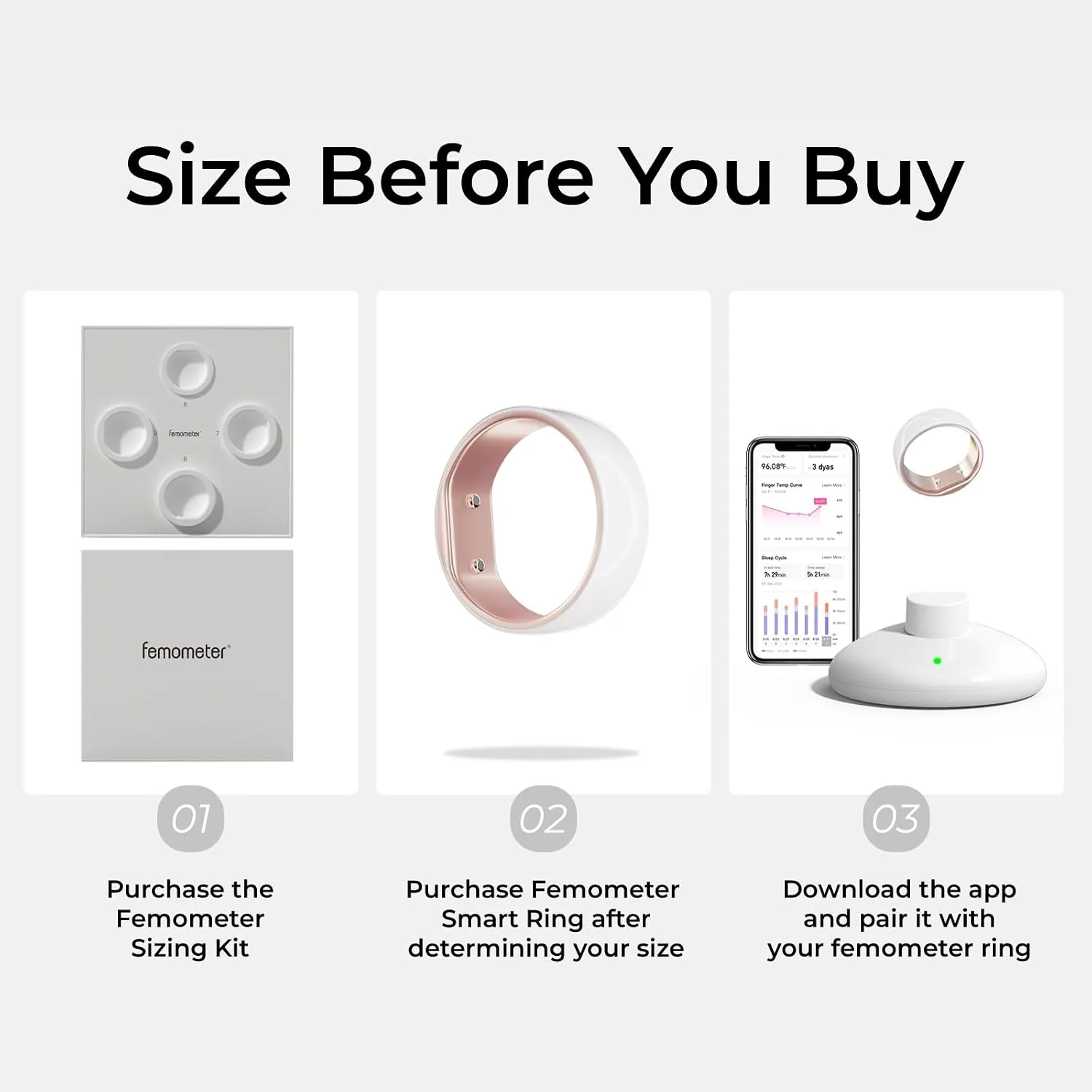 femometer Ring Gen1 for Fertility and Ovulation Tracking, Size8