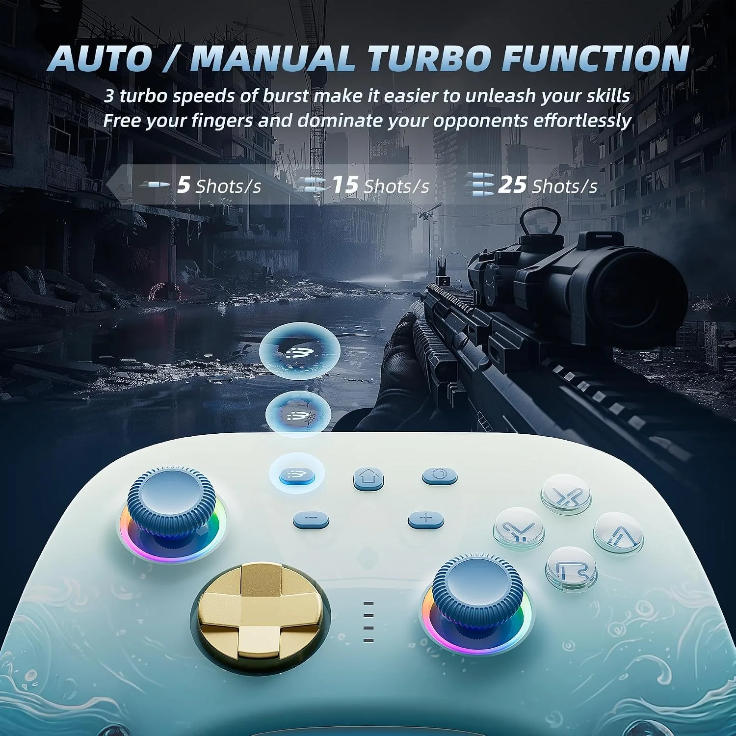 Mytrix Wireless Switch Pro Controllers with Charging Dock, Bluetooth Controller for Nintendo Switch/Lite/OLED with Hall Effect Joysticks & Trigger, Compatible with PC/iOS/Android/Steam (Aqua Blue)