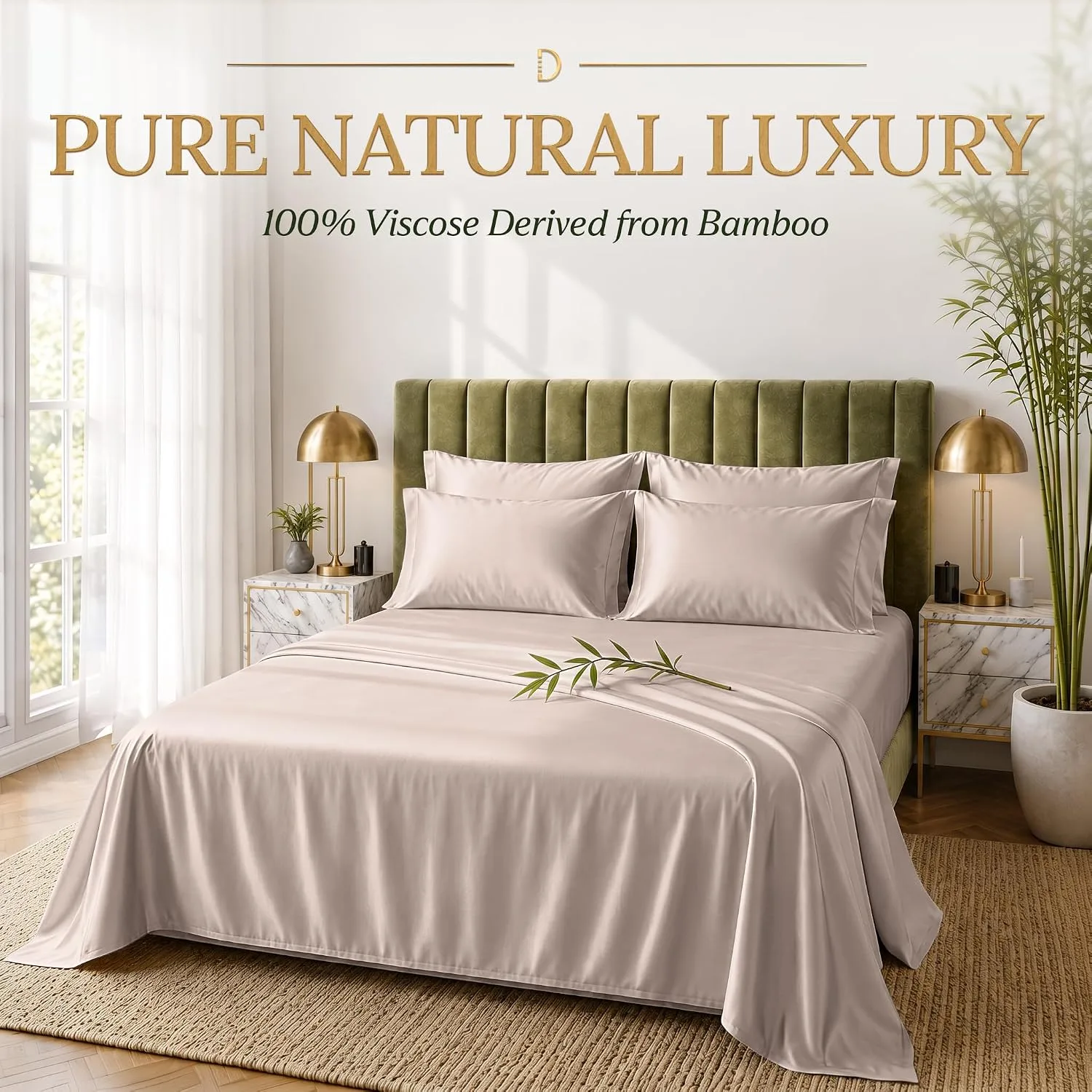 DECOLURE 100% Viscose from Bamboo Sheets King Size | 6 Pc Cooling Bed Set