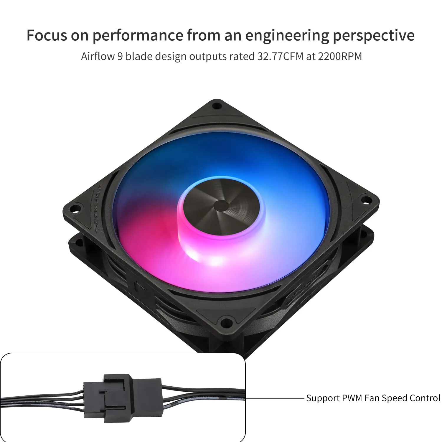 Thermalright TL-P9-S CPU Fan, Computer Case ARGB Fan Quiet 4PIN PWM PC Cooling, High Performance 92mm Silent Cooler, 2200RPM Speed, CPU Cooling(Black)