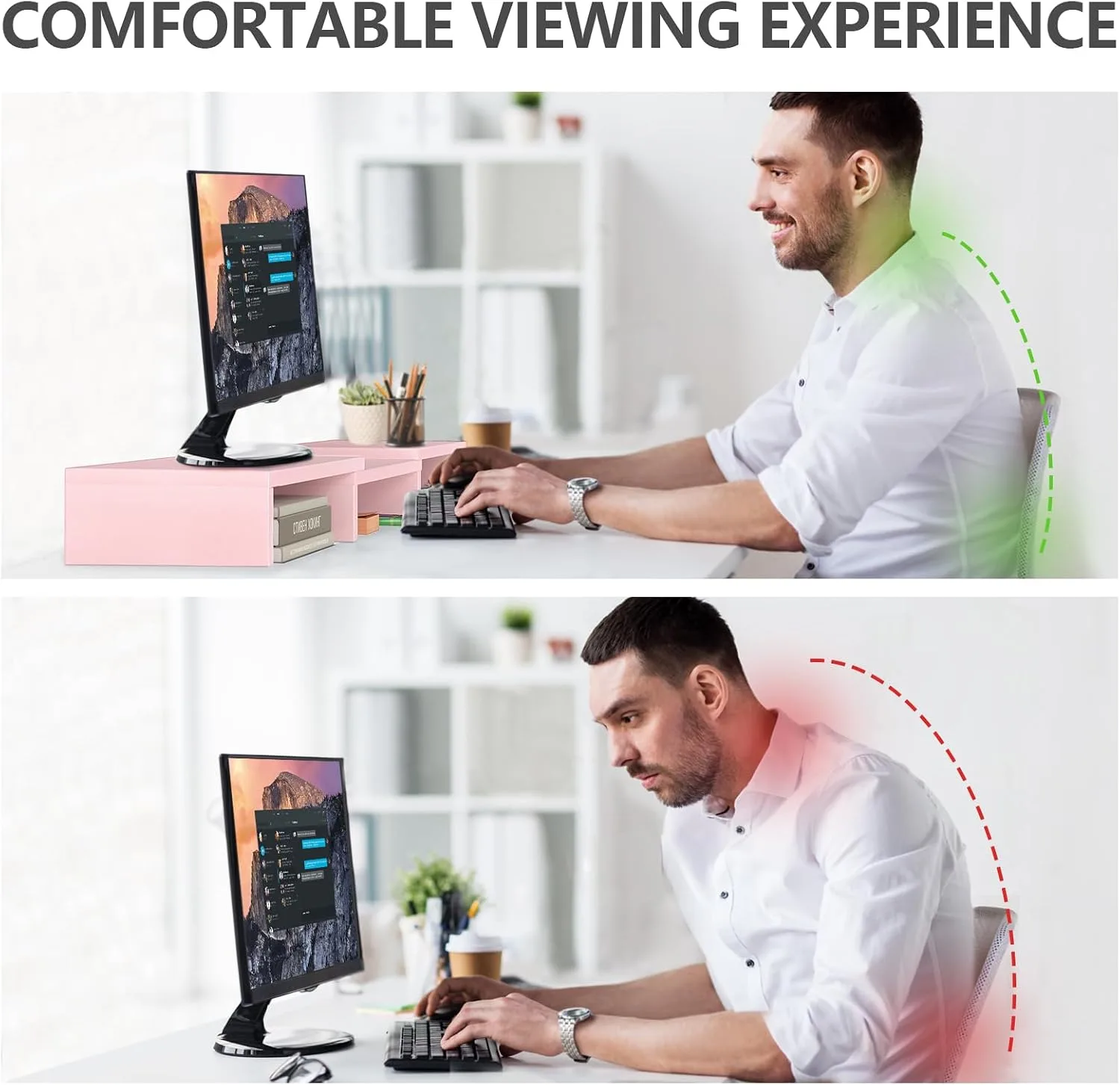 TAVR Dual Monitor Stand Riser, Wooden Computer Monitor Stand for 2 Monitors
