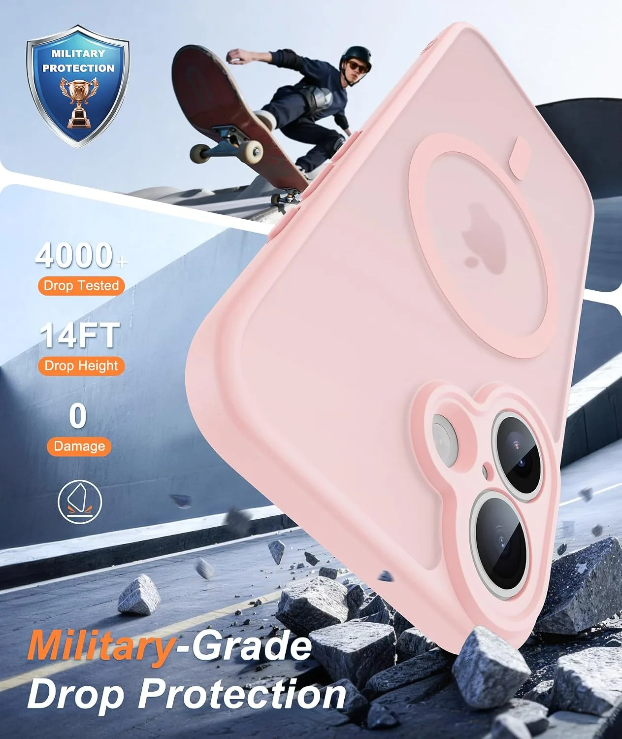 FNTCASE for iPhone 16 Case Fit for MagSafe Light Pink