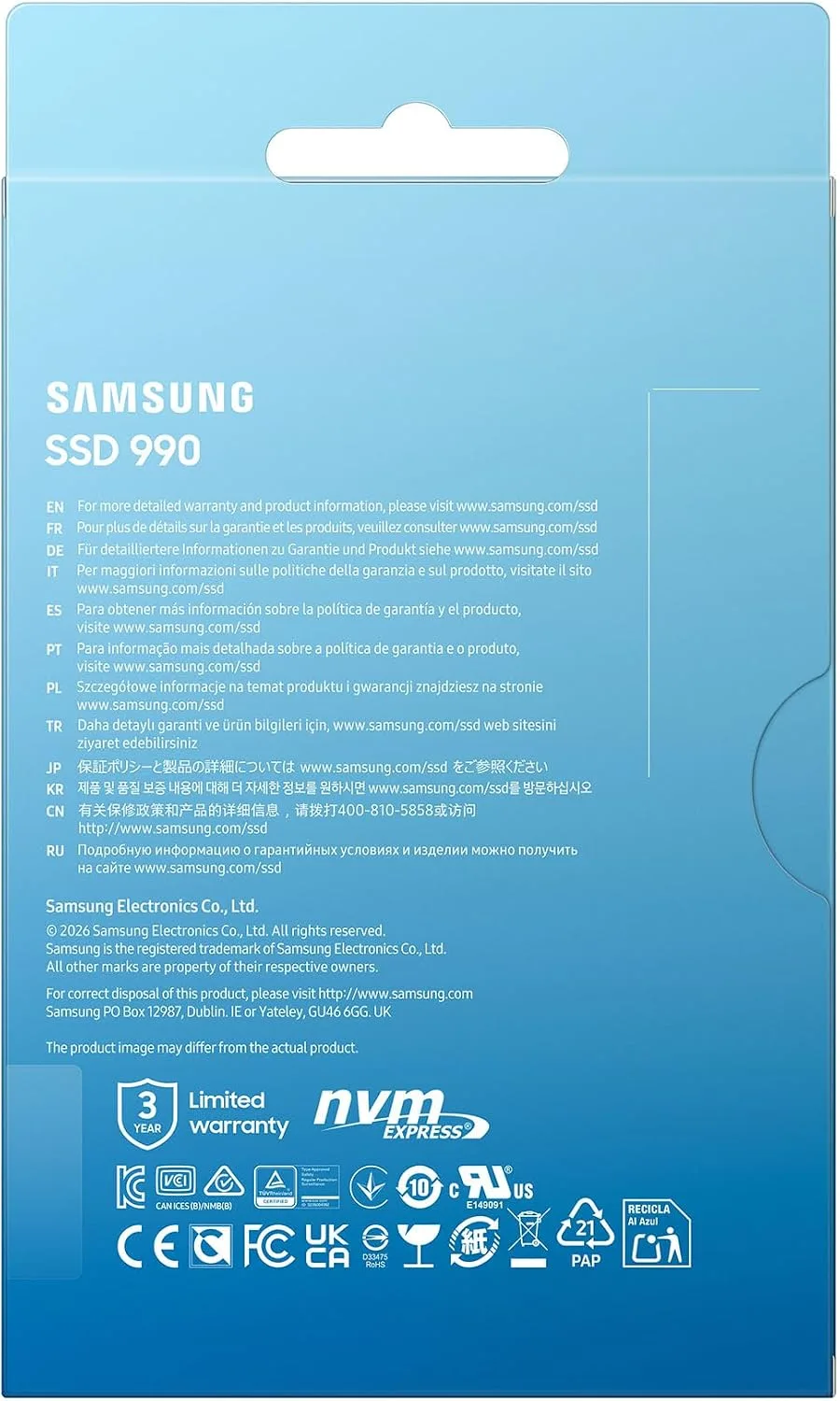 Samsung Internal SSD 990 1TB, Read/Write Speeds Up to 7,150/6,450 MB/s
