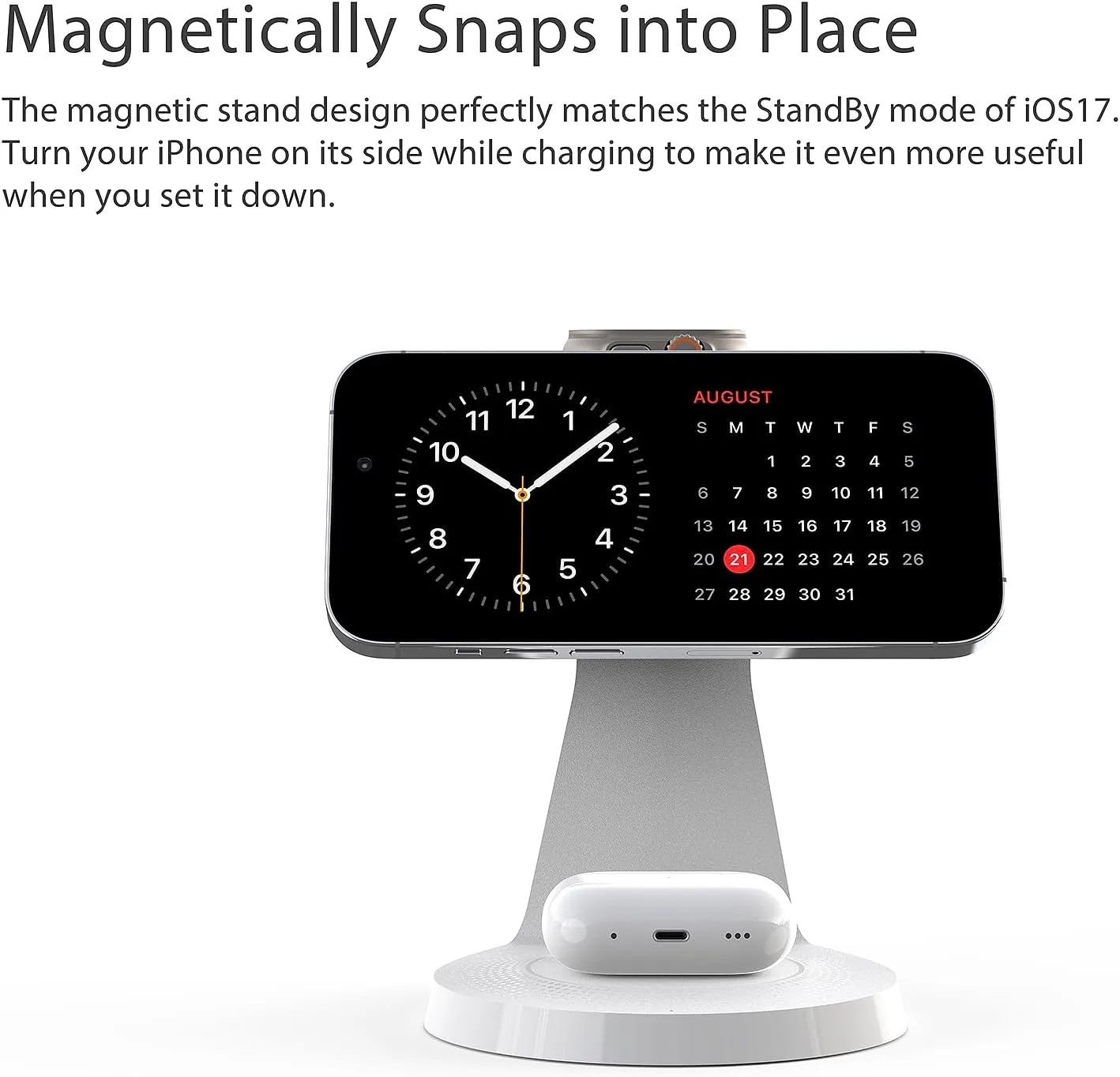 3 in 1 Charging Station for Apple Devices,Mag-Safe Charger Stand Fast Charging,Wireless Charger for iPhone 16/15/14/13/12 Series,& AirPods,& iWatch(USB-C Charger Included)