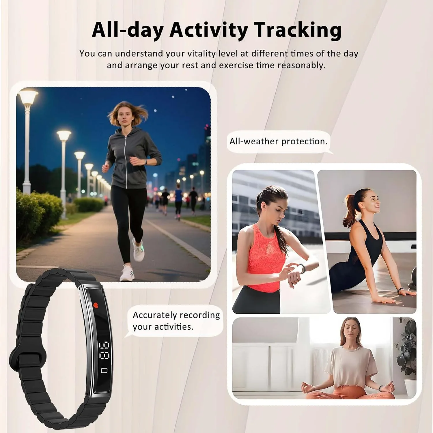 Fitness Health/Calorie Tracker with 2 Bands, Sleep Detection Bracelet