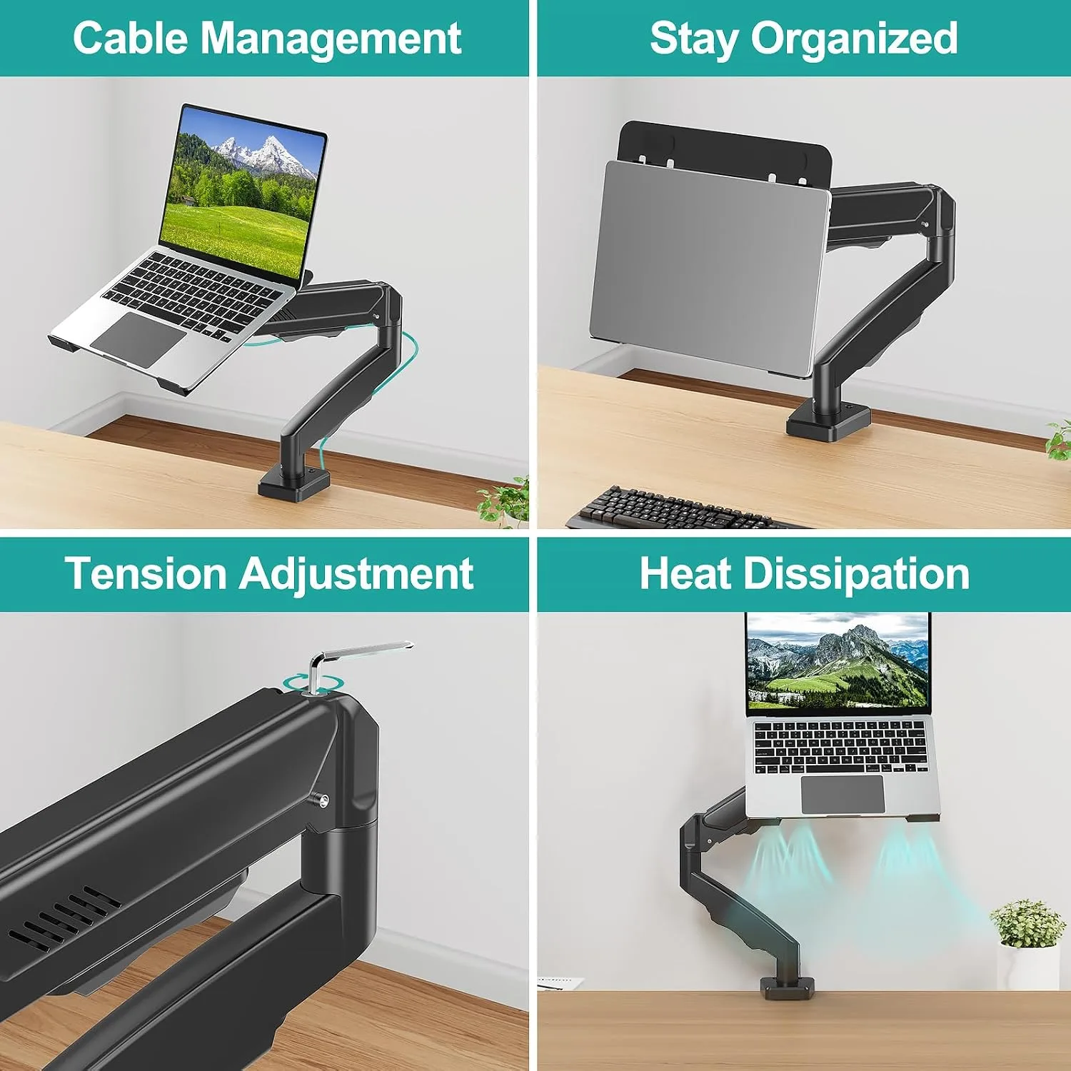 MOUNT PRO Laptop Arm Mount for Desk, Fits Max 17" Notebook and 32" Monitors