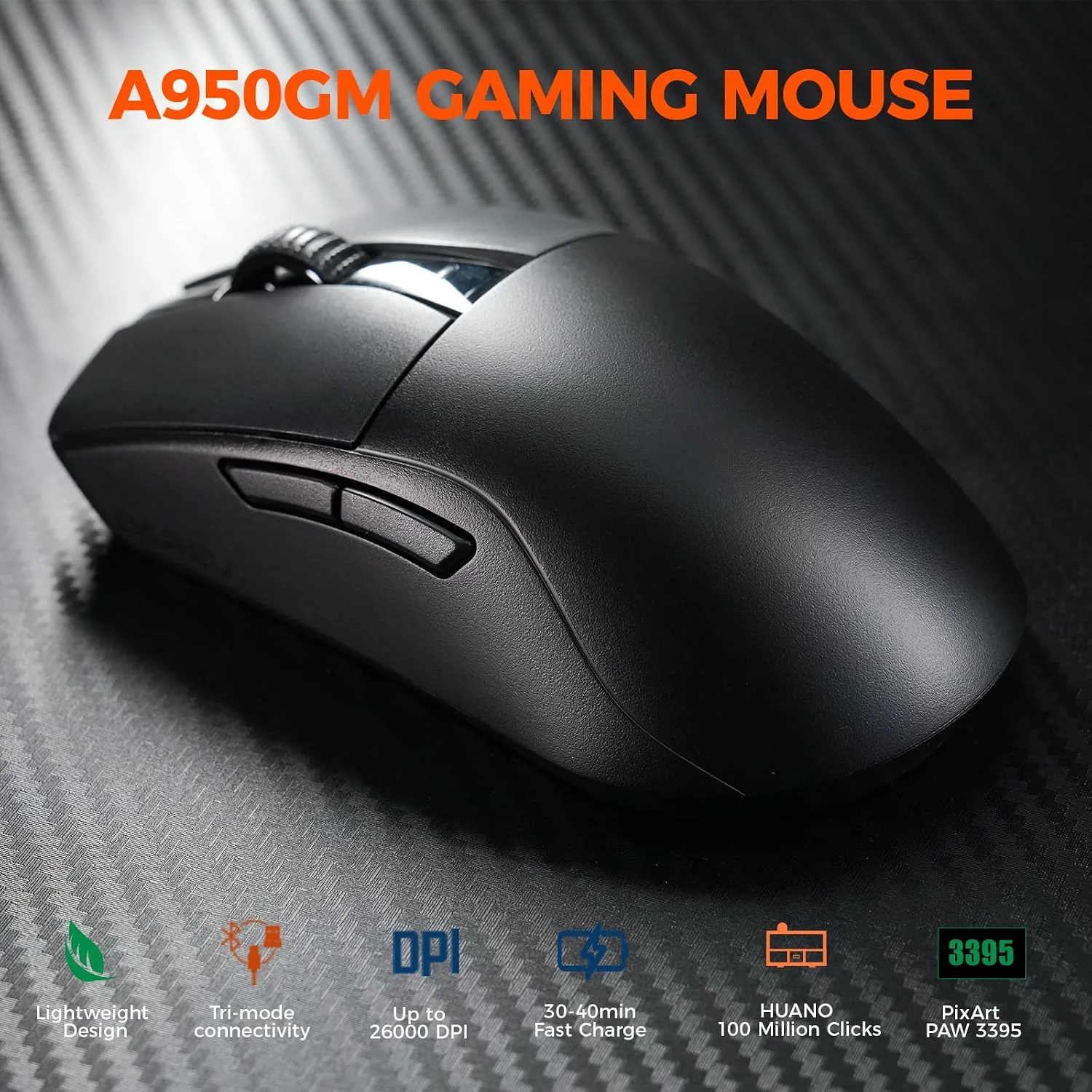 DAREU A950GM Tri-Mode Wireless Gaming Mouse,26K DPI,60g Lightweight