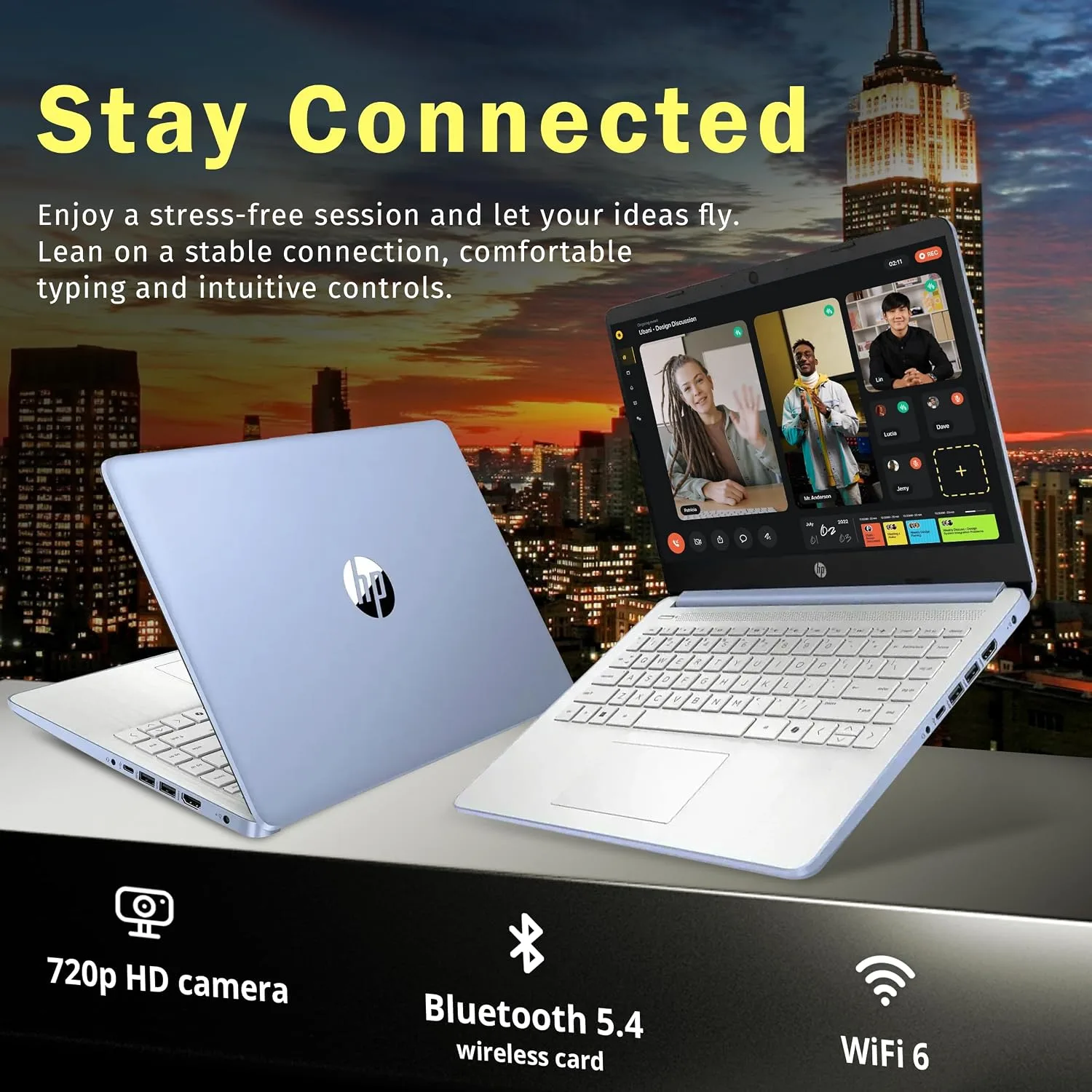 HP Stream 14" HD Laptop, Intel Processor N150, 4GB RAM, 128GB UFS, Intel Graphics, Copilot, Fast Charge, Wi-Fi 6, Windows 11 S, Sky Blue (Renewed)