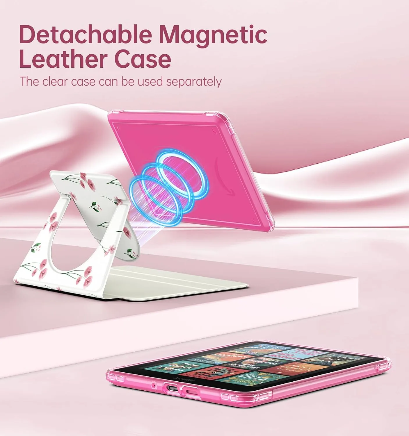 MoKo 360°Rotating Detachable Case for 7" eBook Reader, Pink Florals