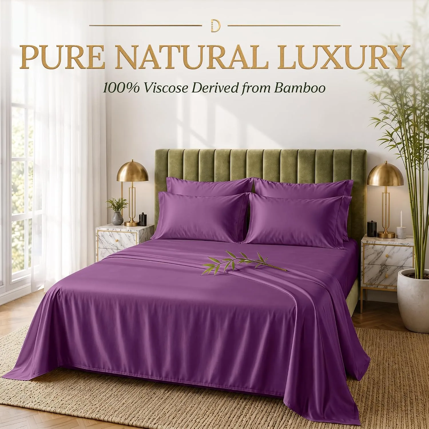 DECOLURE 100% Viscose from Bamboo Sheets King Size | 6 Pc Cooling Bed Set